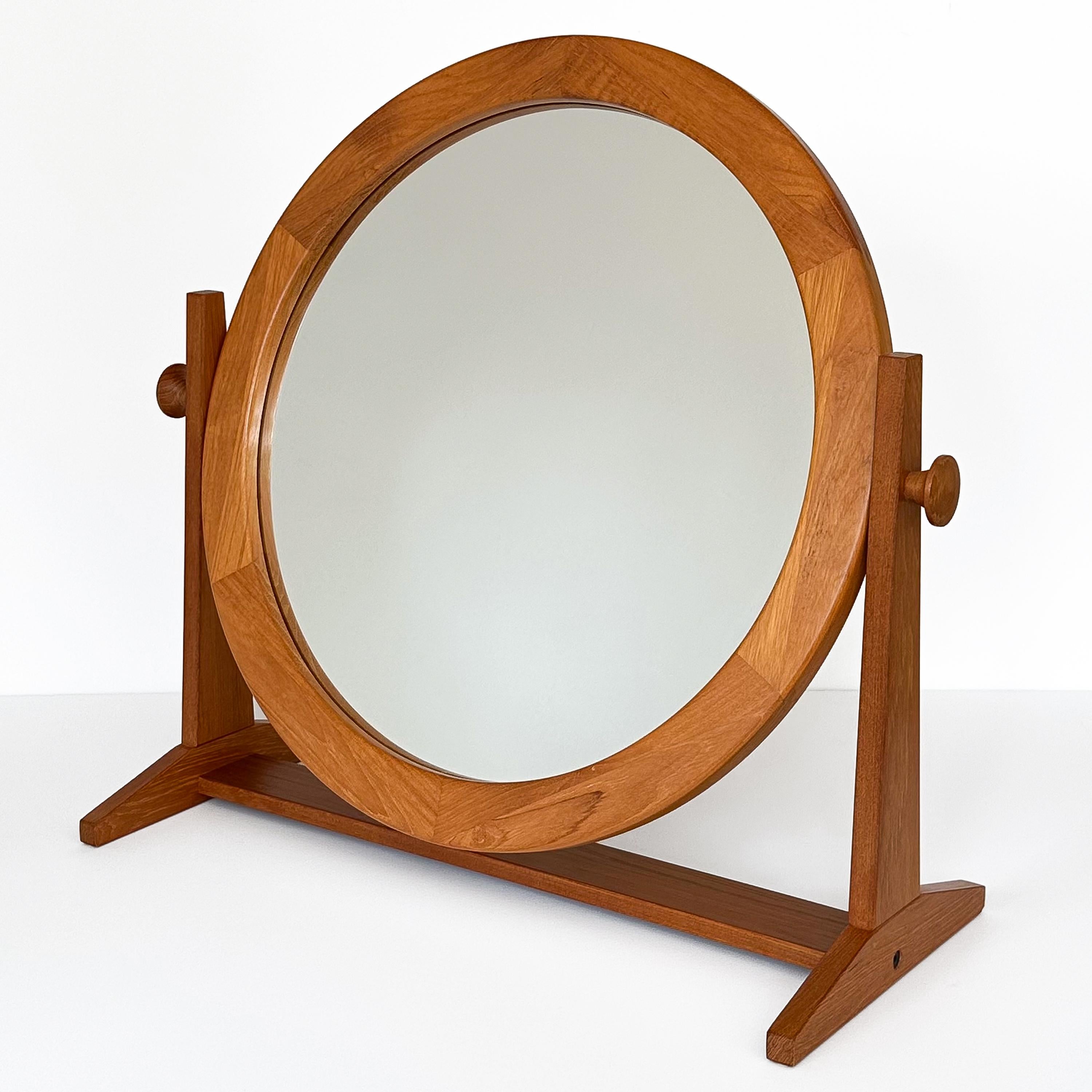 Danish Pedersen & Hansen Large Teak Table Top Vanity Mirror For Sale
