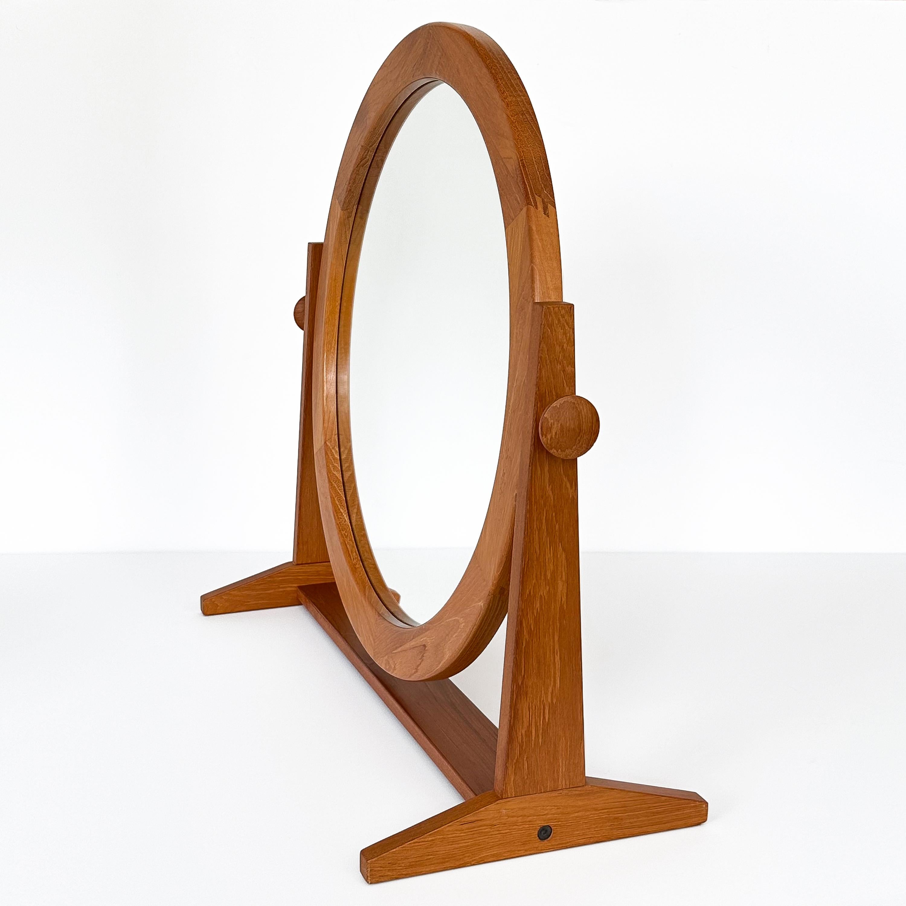 Late 20th Century Pedersen & Hansen Large Teak Table Top Vanity Mirror For Sale
