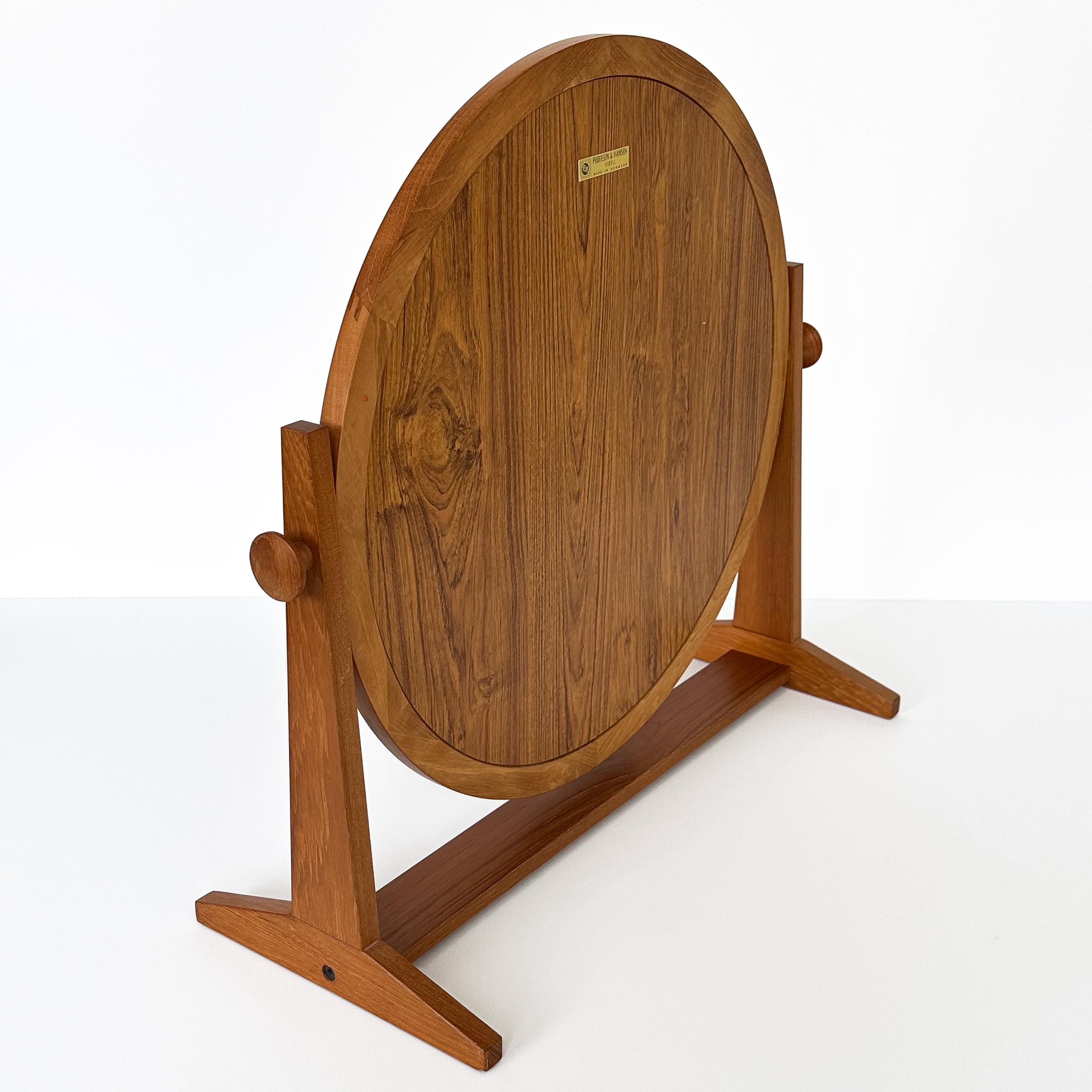 Pedersen & Hansen Large Teak Table Top Vanity Mirror For Sale 3