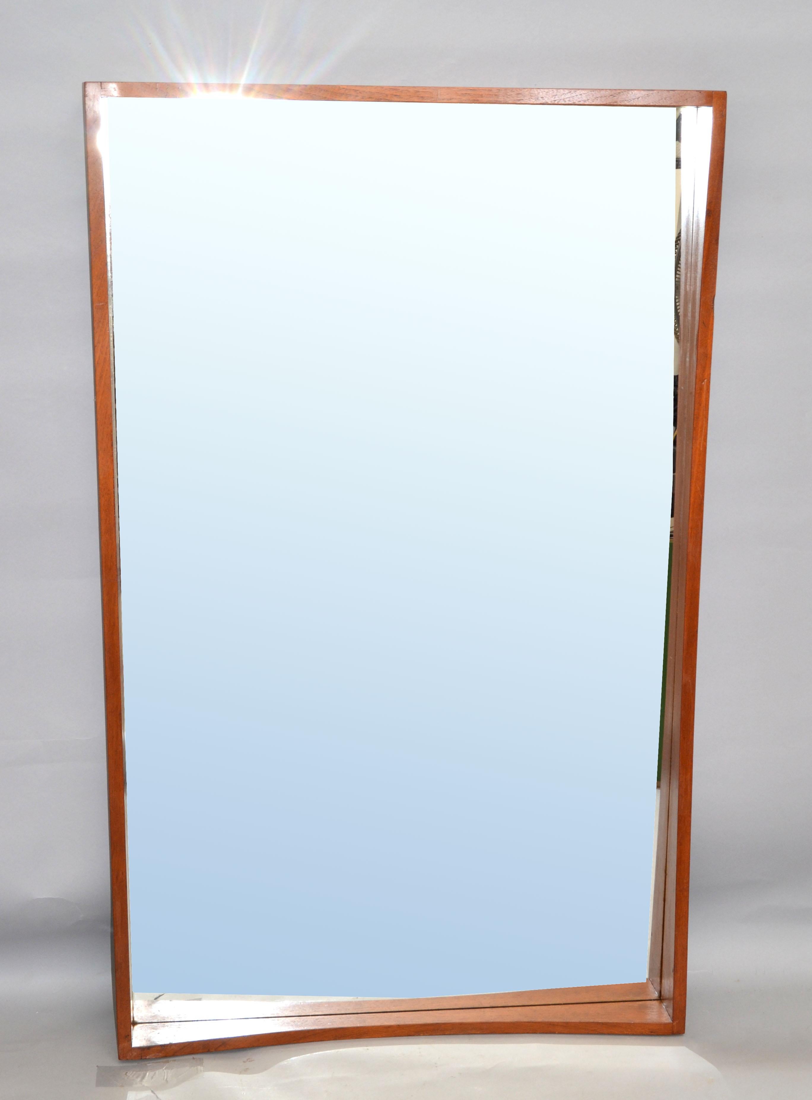 Pedersen & Hansen Scandinavian Modern Rectangle Dovetailed Teak Wall Mirror 1960 For Sale 8