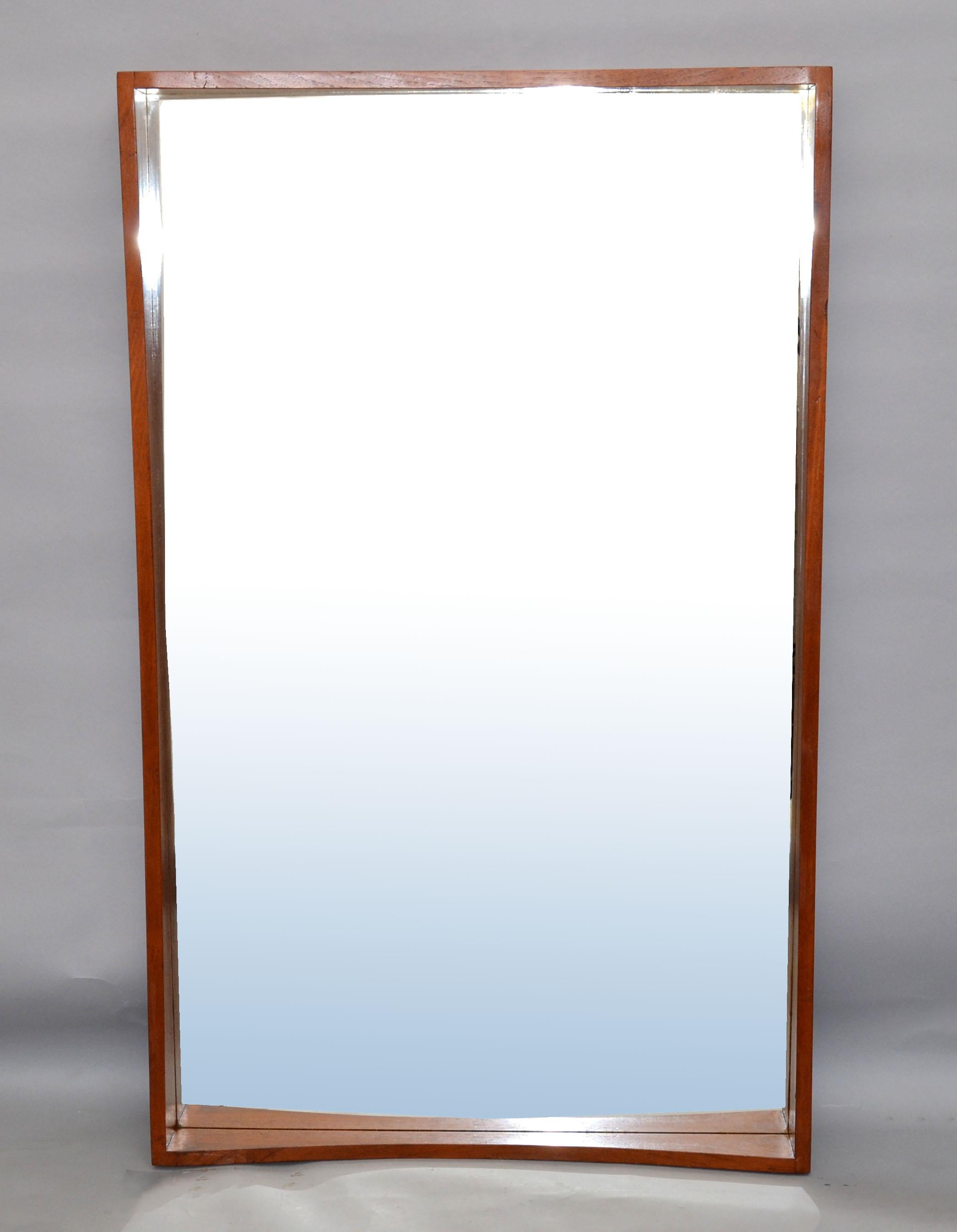 Pedersen & Hansen Scandinavian Modern Rectangle Dovetailed Teak Wall Mirror 1960 For Sale 1