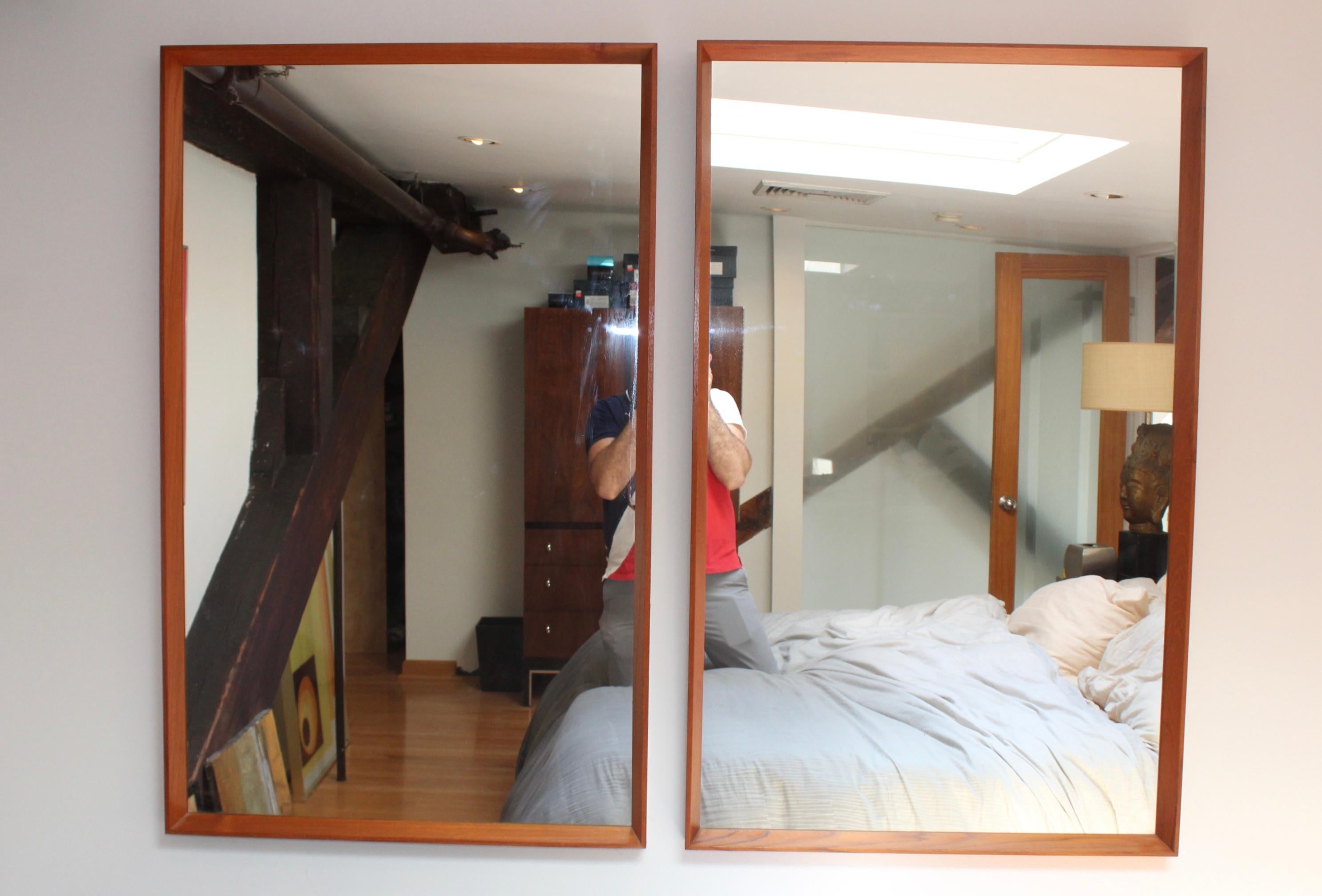 1960s Pedersen & Hansen teak wall mirrors.