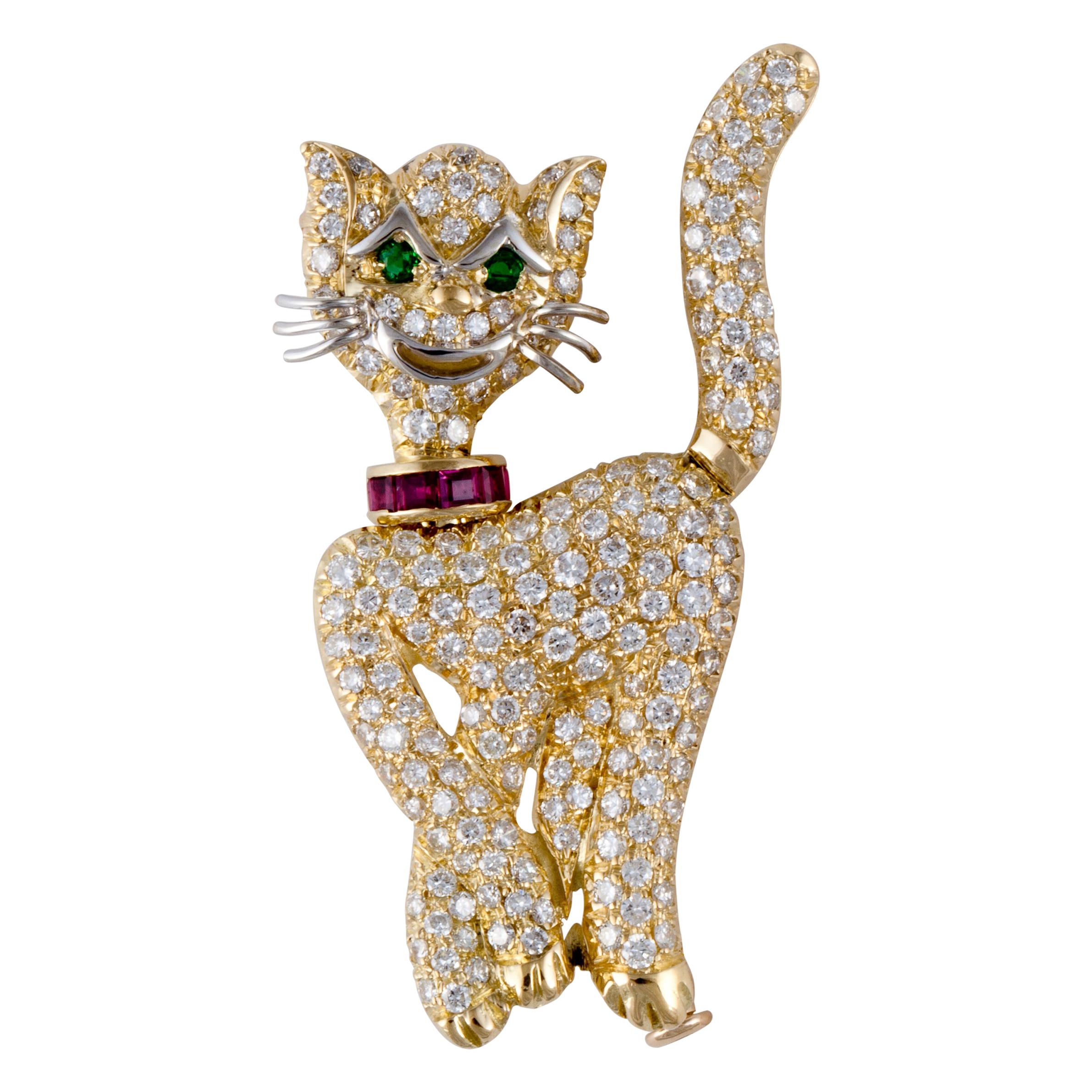 Details about   Cat Kitten Pin Brooch Large 24 Karat Gold Plate or Antiqued Pewter Kitty Tomcat 