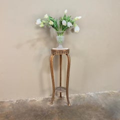 Pedestal, 19th Century French Louis XVI Giltwood with Marble Top