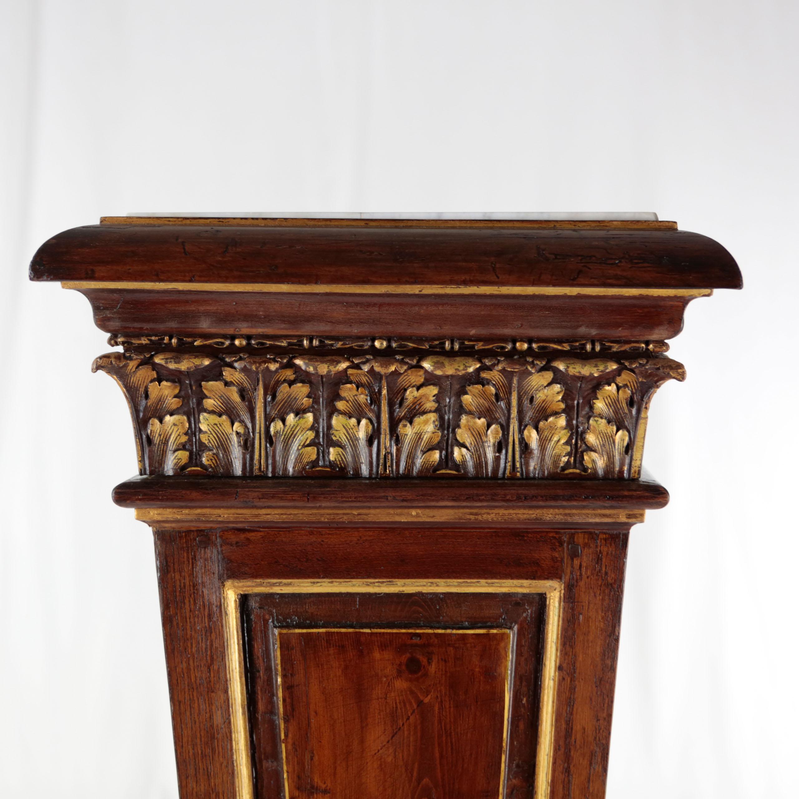 Pedestal 2nd Half 19th Century Nutwood and Marble Top In Good Condition For Sale In Münster, DE