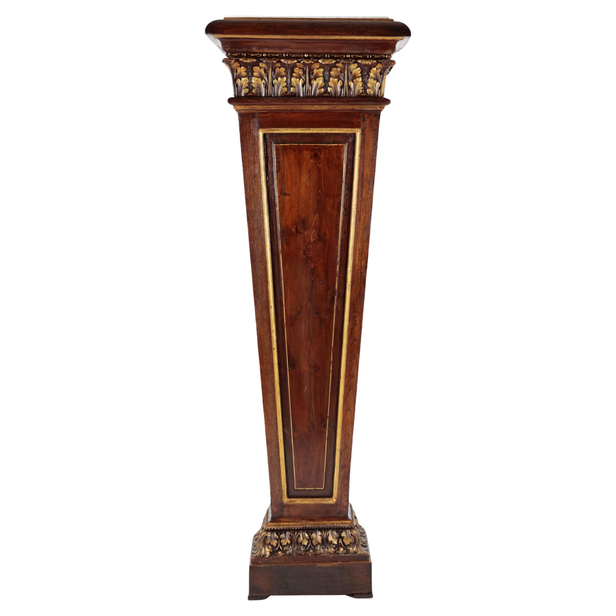 Pedestal 2nd Half 19th Century Nutwood and Marble Top