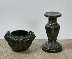pedestal and its ceramic planter circa 1900