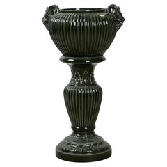 Antique pedestal and its ceramic planter circa 1900