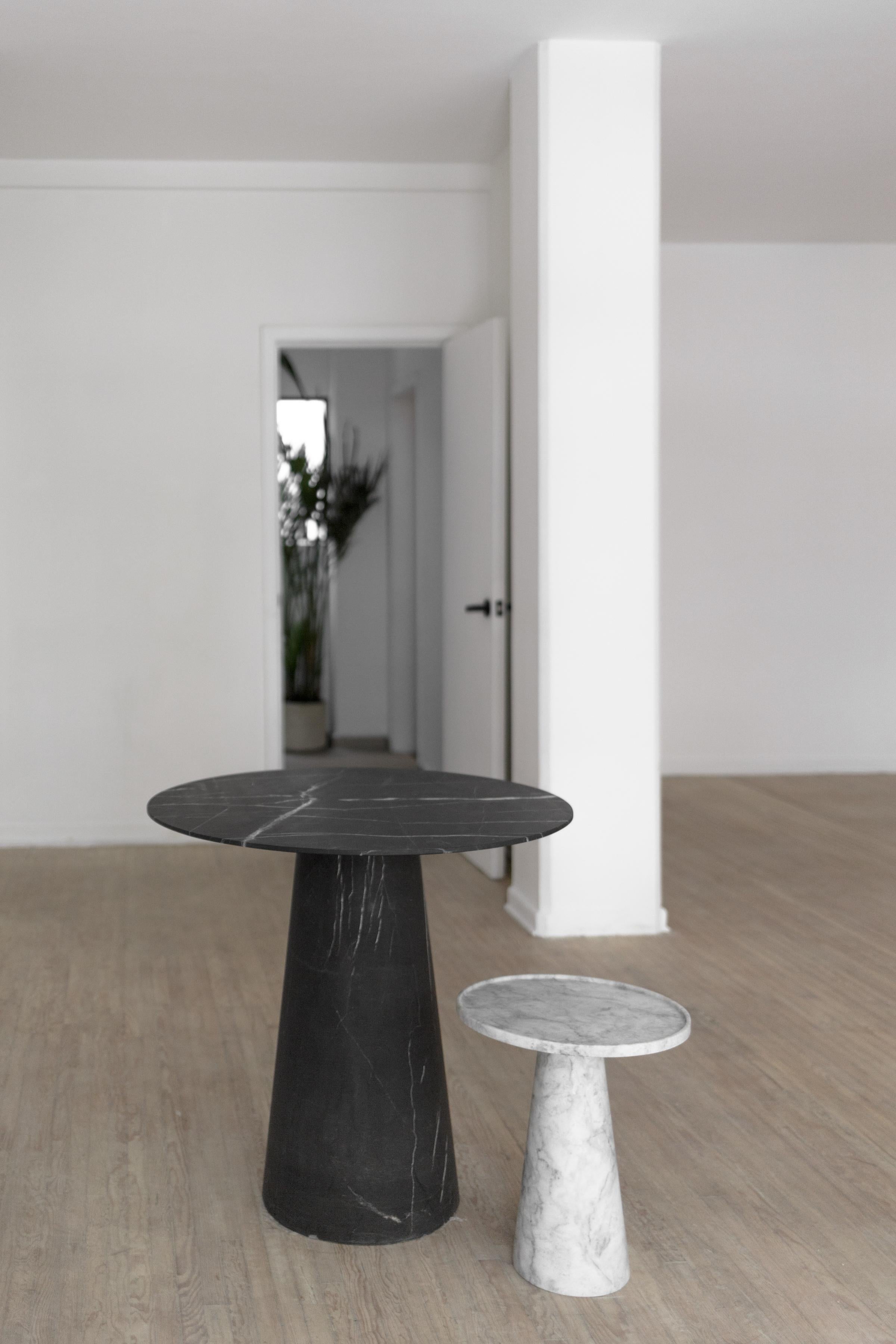 Hand-Crafted Pedestal black marble Table For Sale