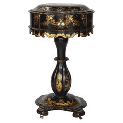 Pedestal Box on Stand Table with Gold Details