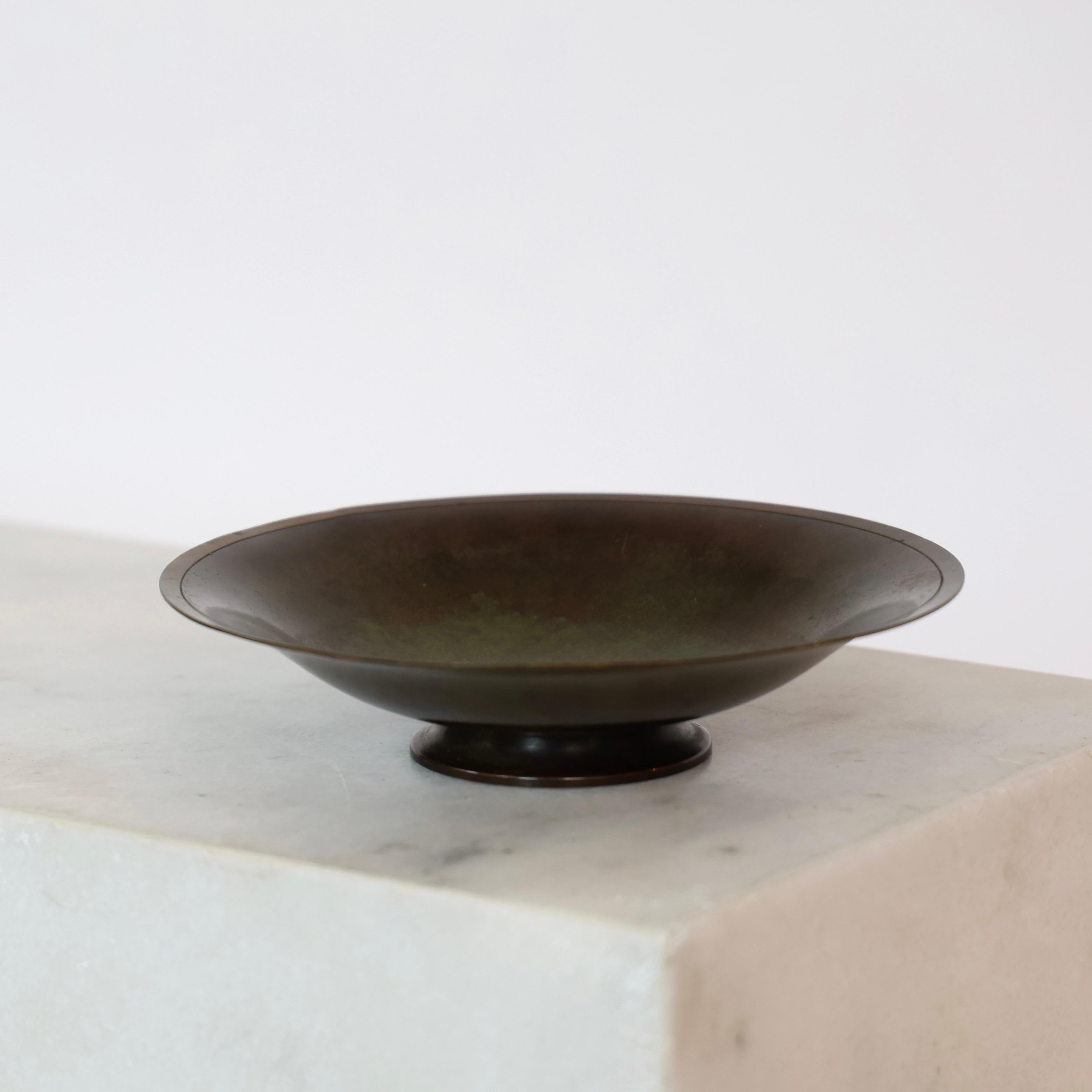 Danish Pedestal Bronze Bowl designed by Just Andersen, 1930s, Denmark For Sale