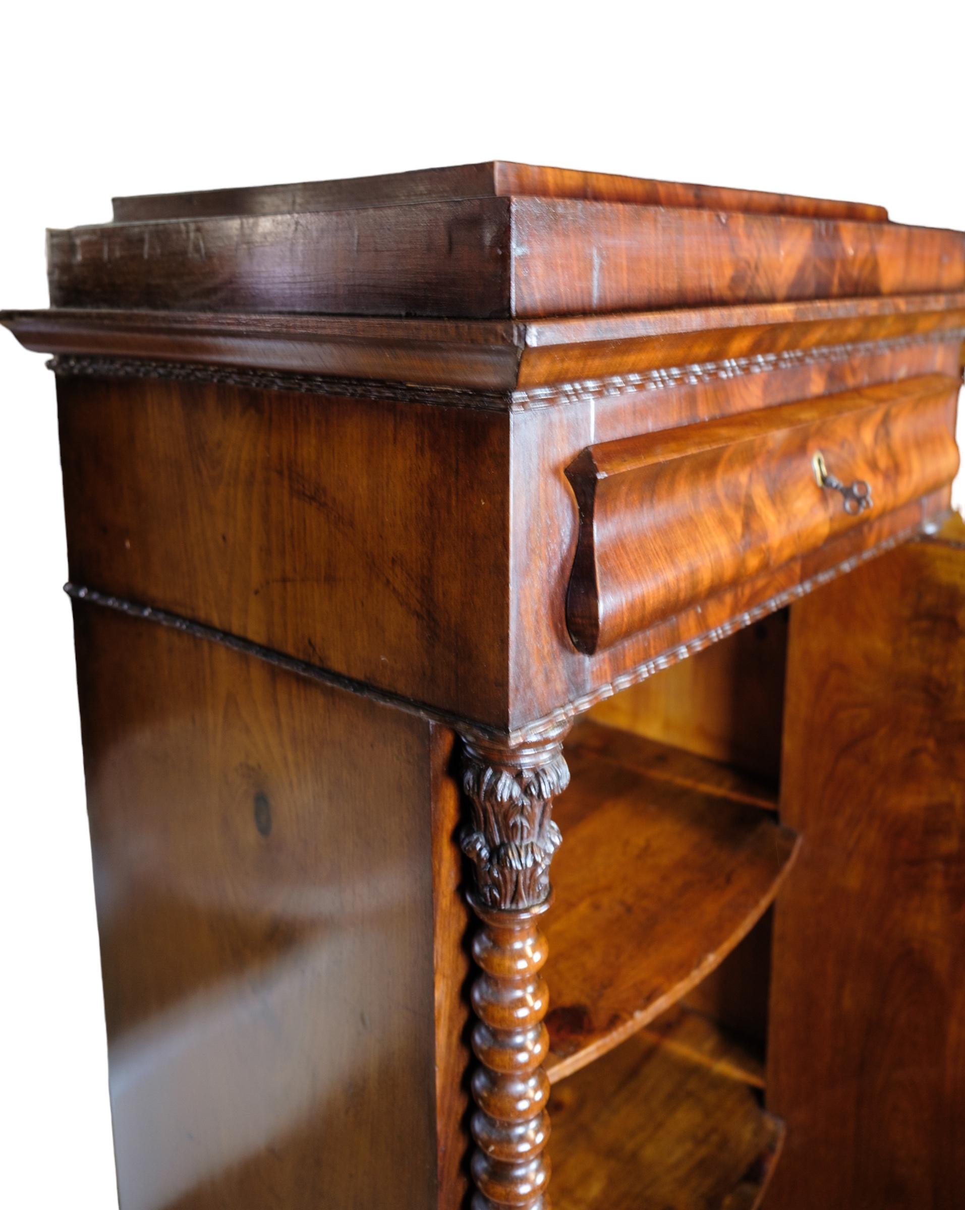 Danish Pedestal cabinet in Mahogany Late Empire perid from the 1840s For Sale