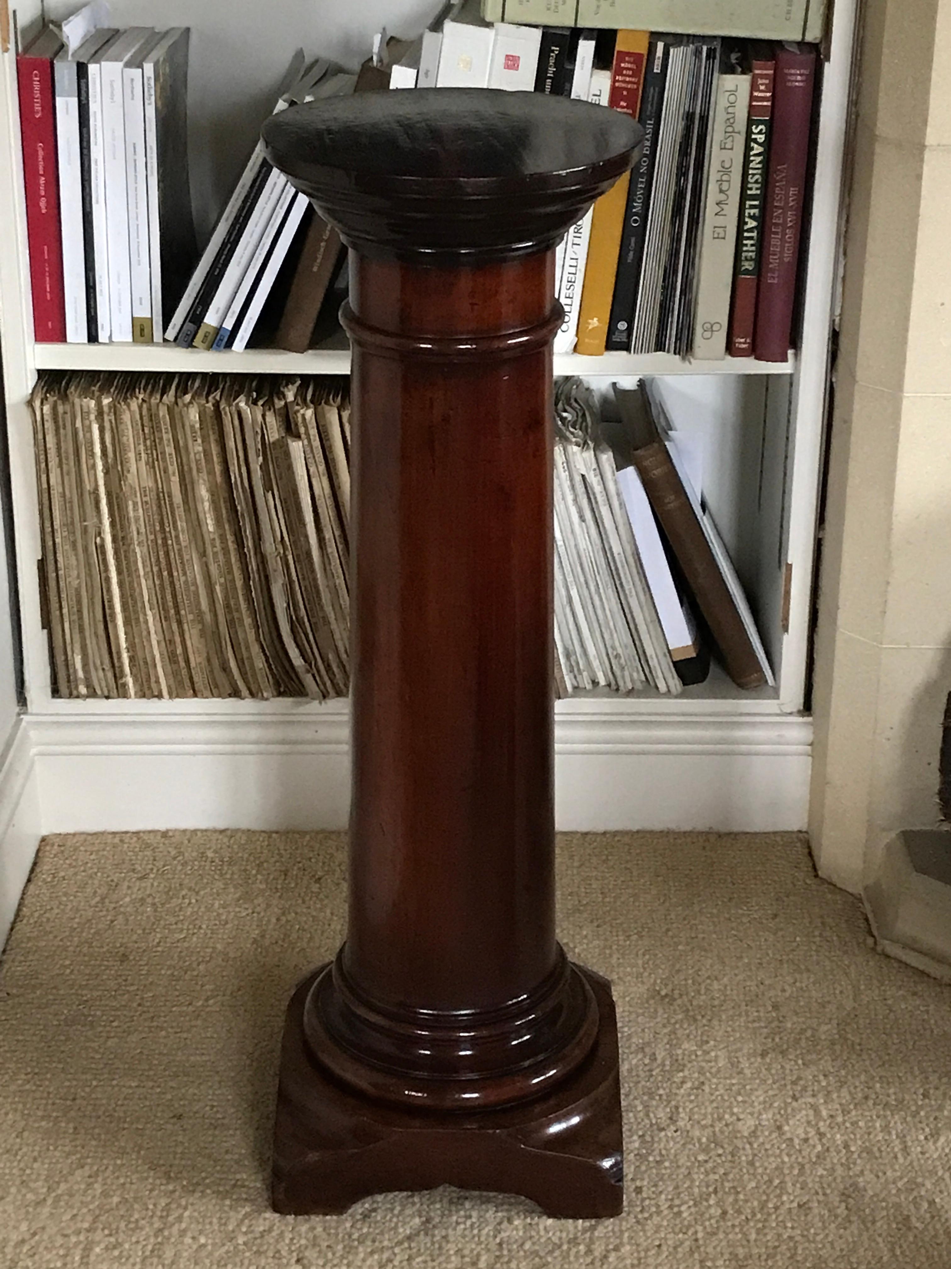Neoclassical Pedestal Classical Column Stand Mahogany Roman Tuscan Grand Tour For Sale