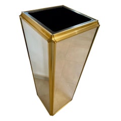 Pedestal columm mirror with planter , italy 1970s