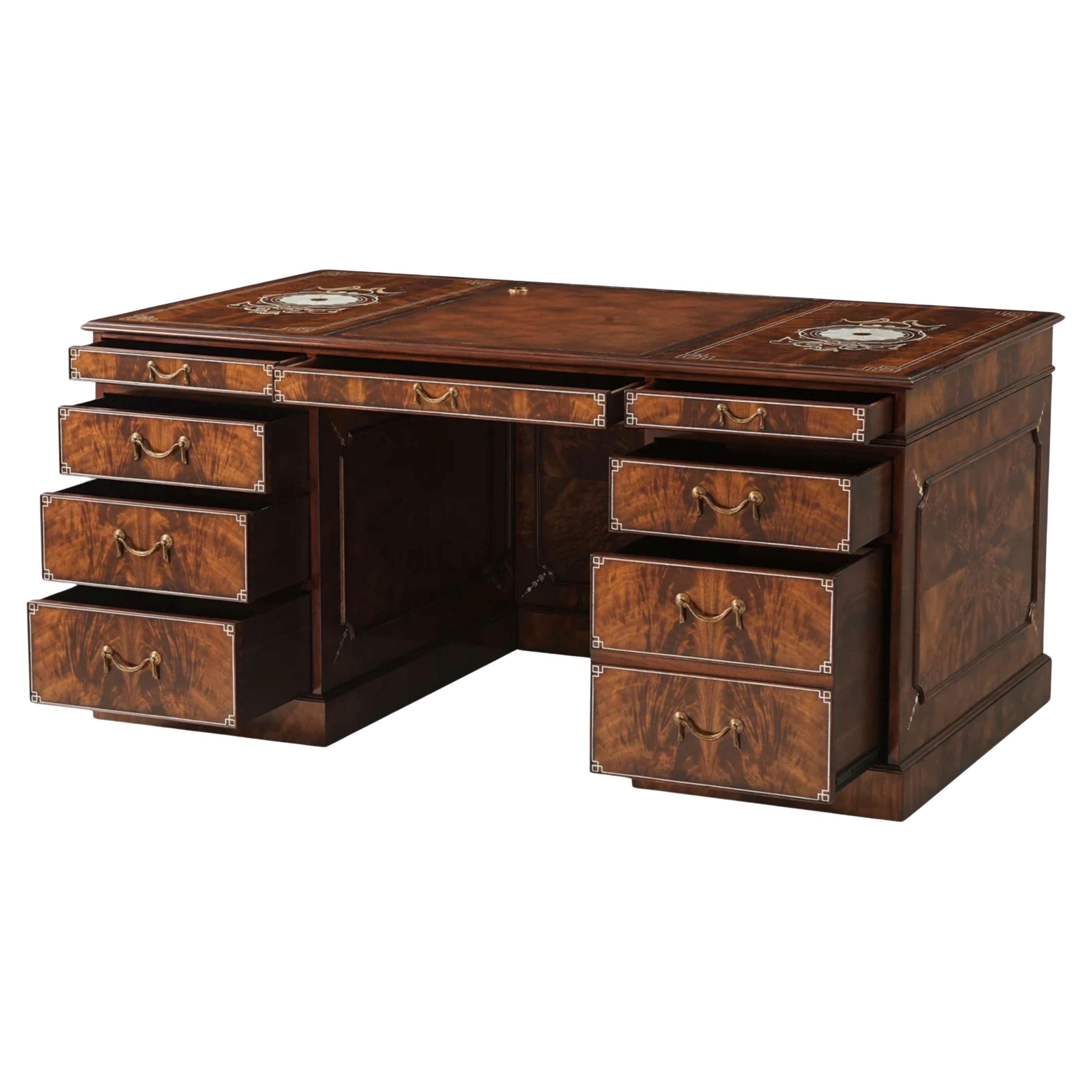 Pedestal Desk with MOP Inlay