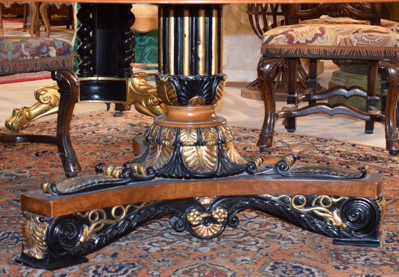 Magnificent inlaid pedestal dining or center table.
