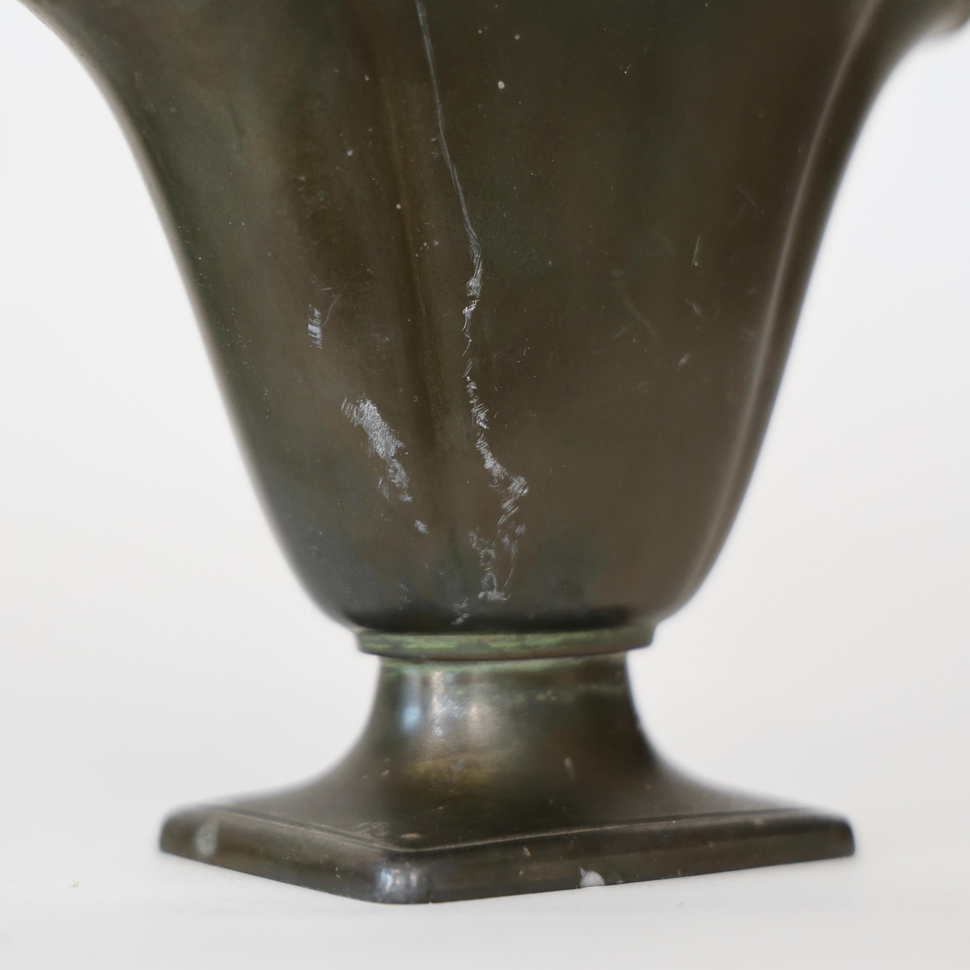 Pedestal Discometal Vase by Just Andersen, 1920s, Denmark 4