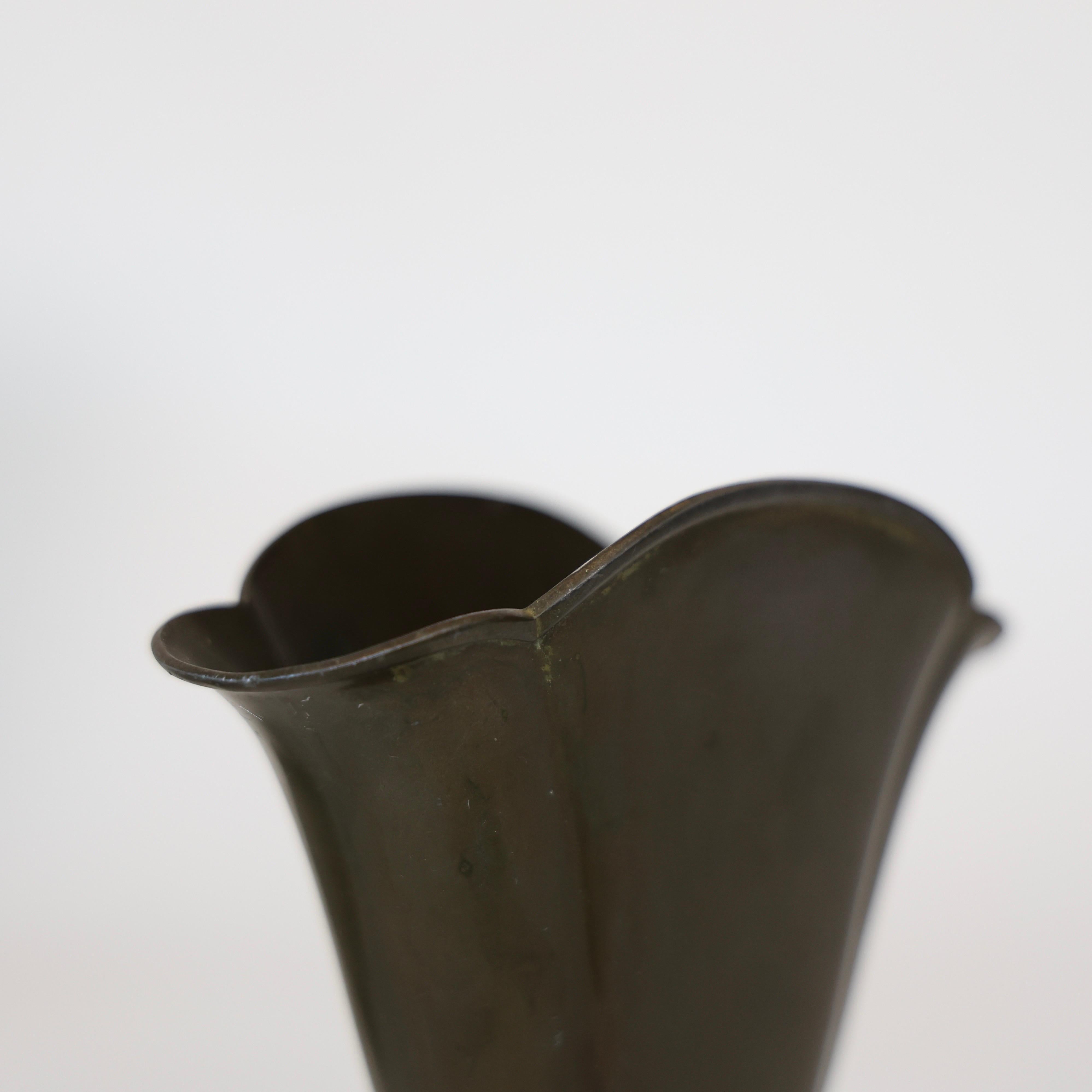 Danish Pedestal Discometal Vase by Just Andersen, 1920s, Denmark