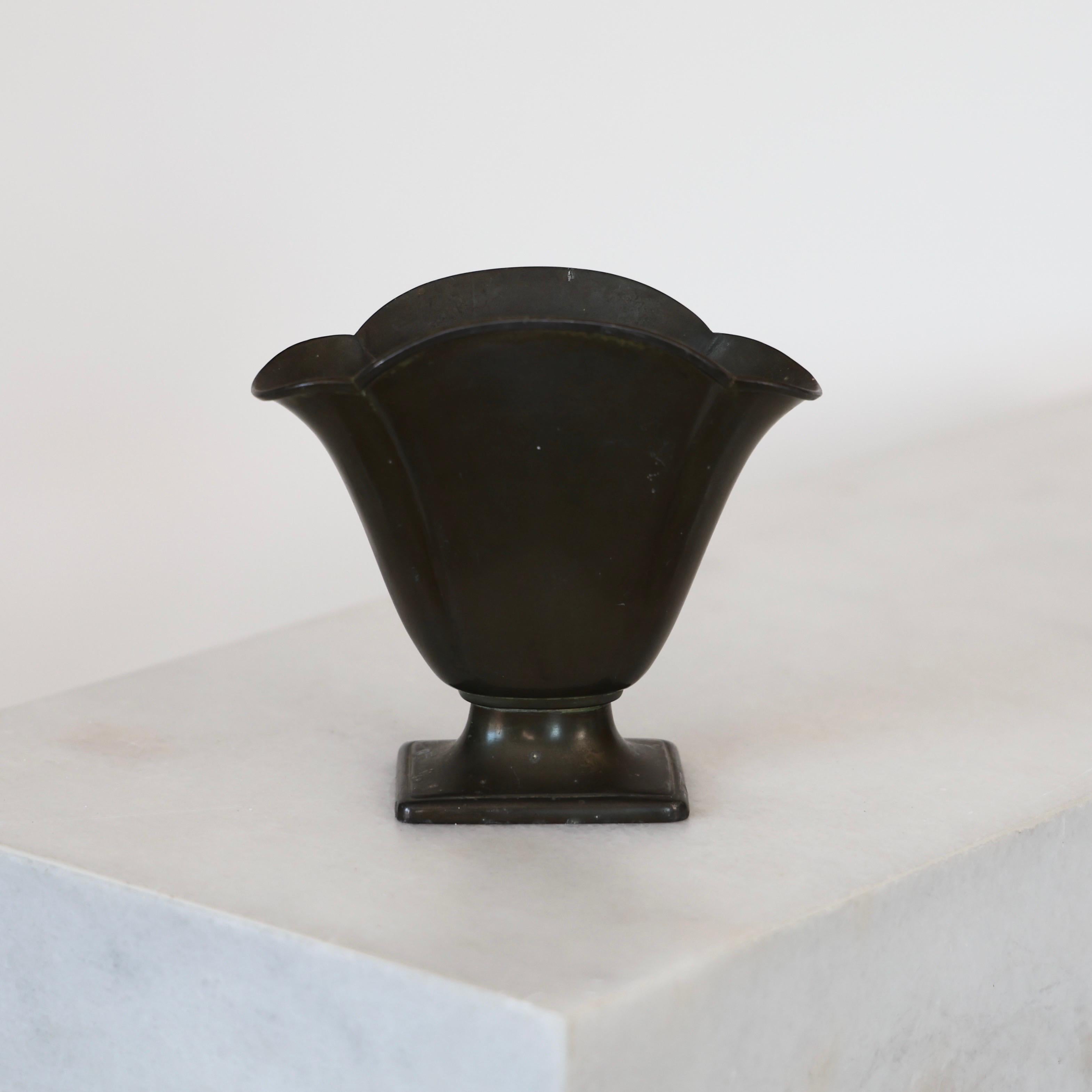 Early 20th Century Pedestal Discometal Vase by Just Andersen, 1920s, Denmark
