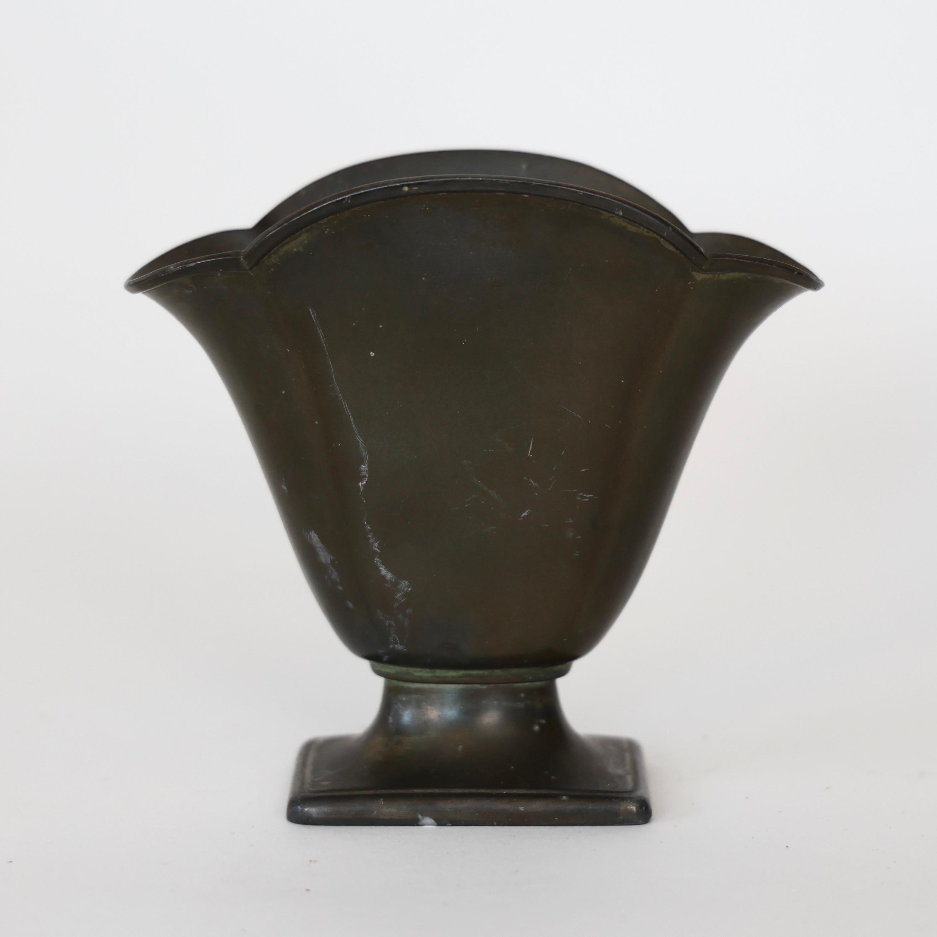 Pedestal Discometal Vase by Just Andersen, 1920s, Denmark 1