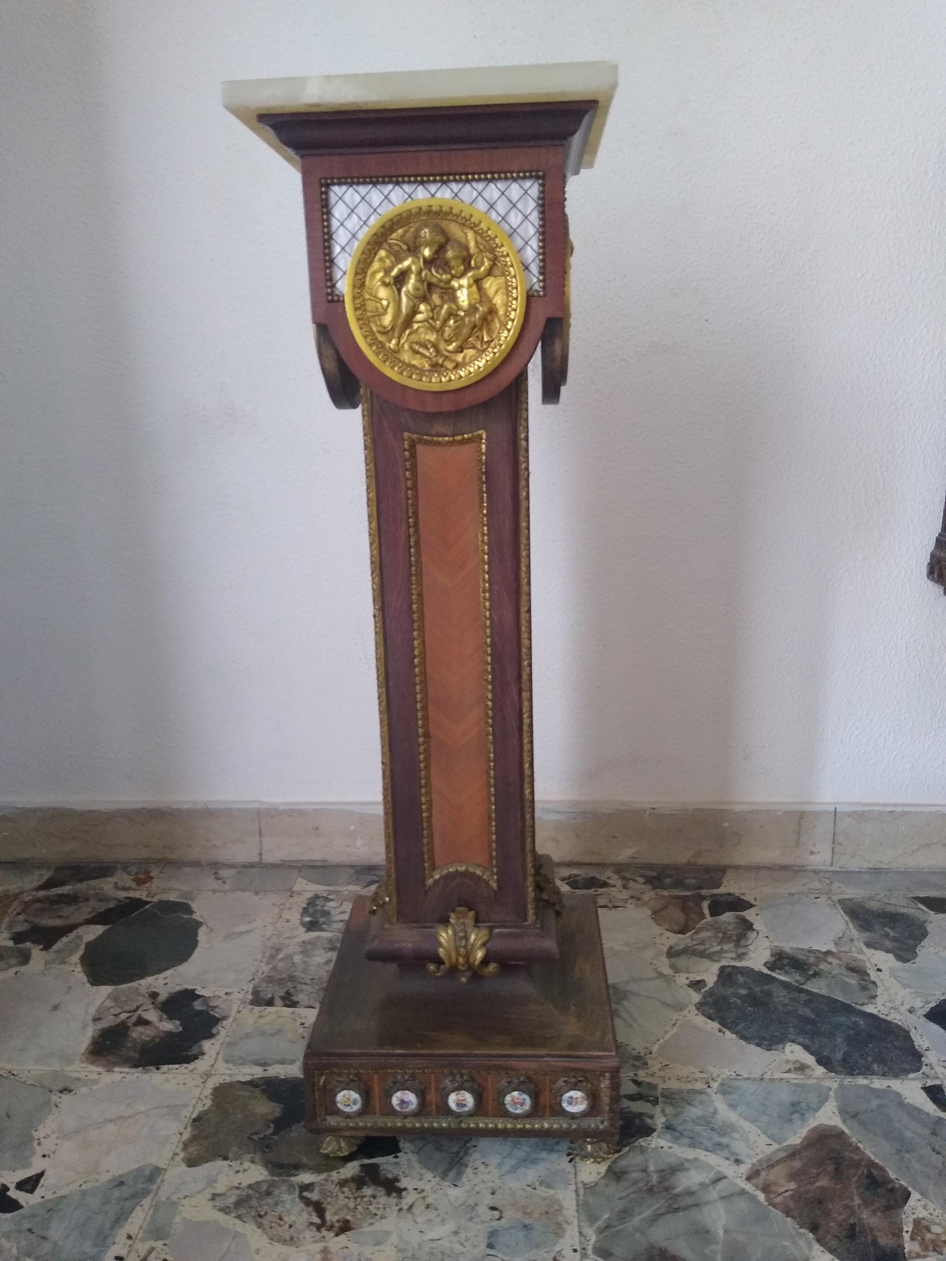 Walnut Pedestal Empire Style, Italy 1940s For Sale