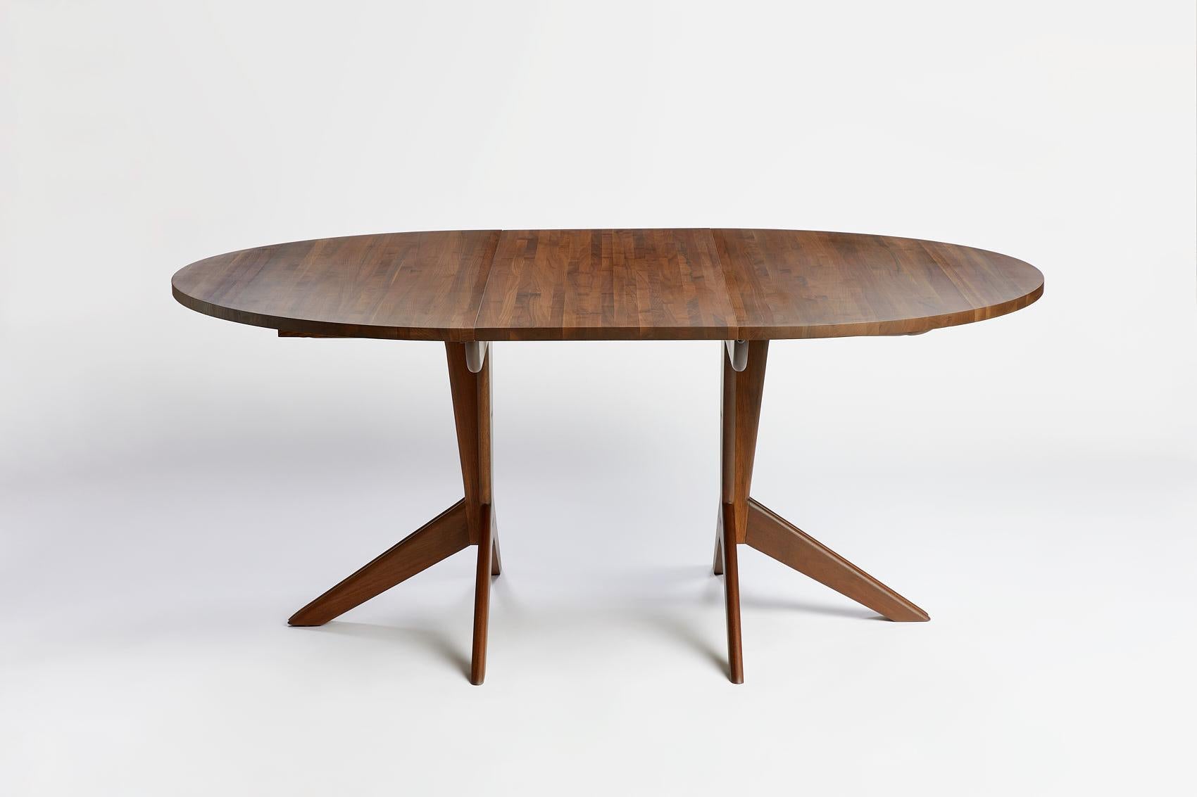 Mid-Century Modern Pedestal Extension Table in Walnut by Mel Smilow