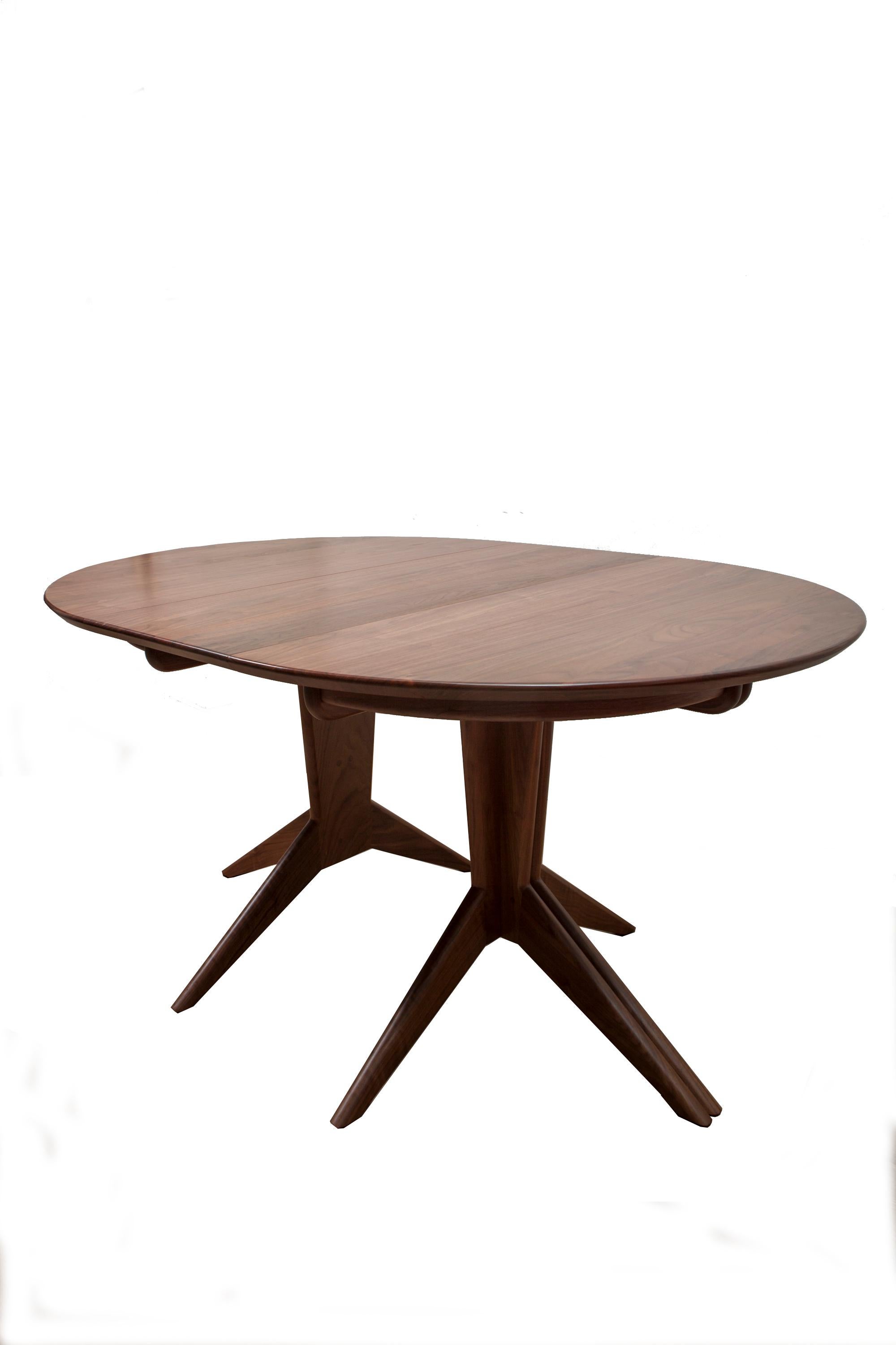 American Pedestal Extension Table in Walnut by Mel Smilow For Sale