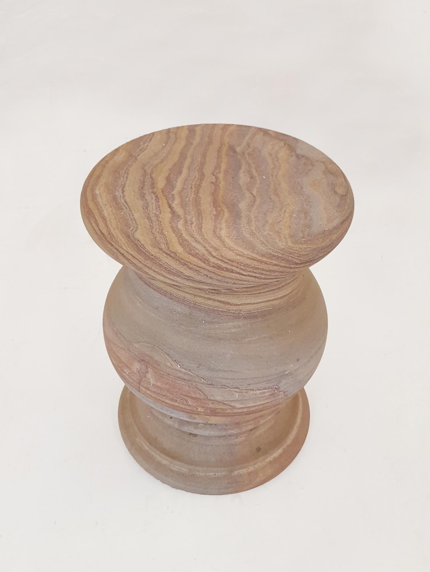 Other Round Pedestal Side Table in Rainbow Teakwood Stone by Stephanie Odegard For Sale