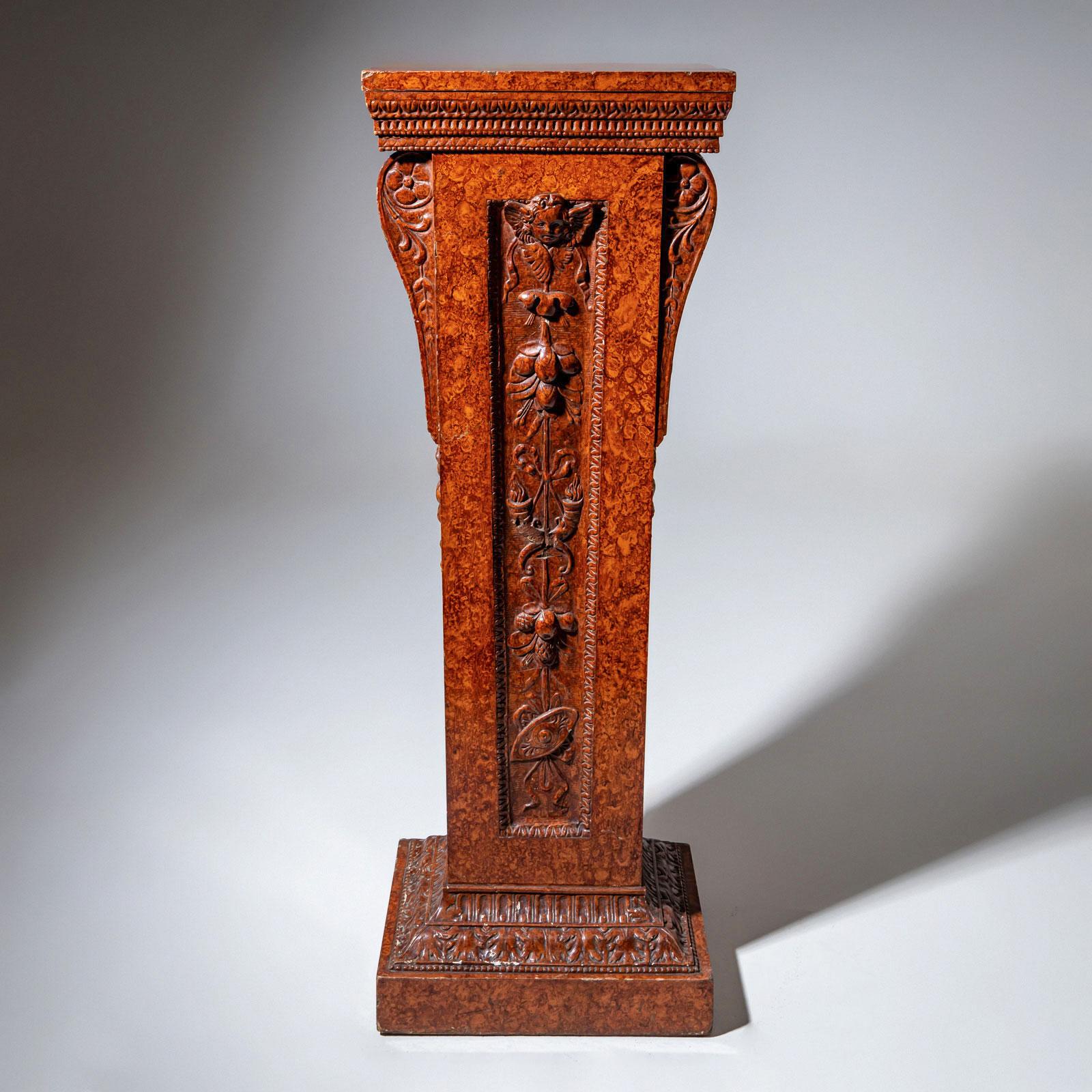 Pedestal en técnica Scagliola, 2ª mitad del siglo XIX en venta 5