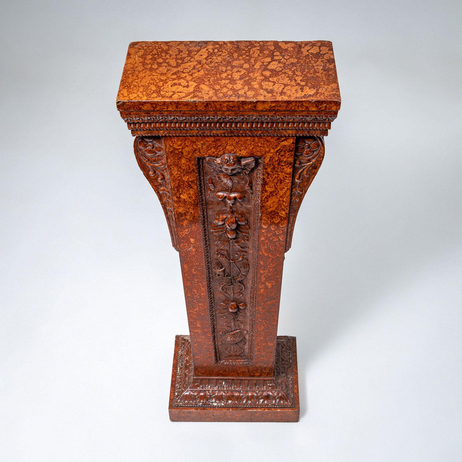 Pedestal en técnica Scagliola, 2ª mitad del siglo XIX Madera en venta