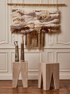 Pedestal in Travertine Stone by Studio Glustin