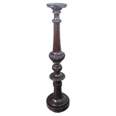 Pedestal, Louis XVI Style Column in Carved Solid Walnut, Italy, Early 1900s