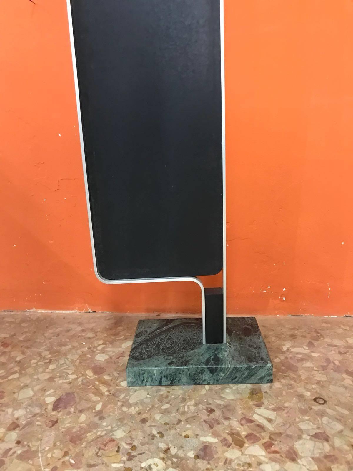 1980s mirror with marble glass base structure on one side excellent condition.