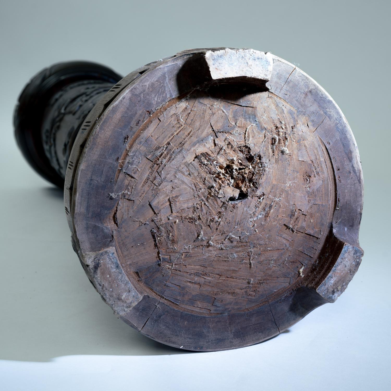 Piédestal ou jardinière, acajou, motif de vigne sculpté à la main, Wood, années 1950 en vente 6