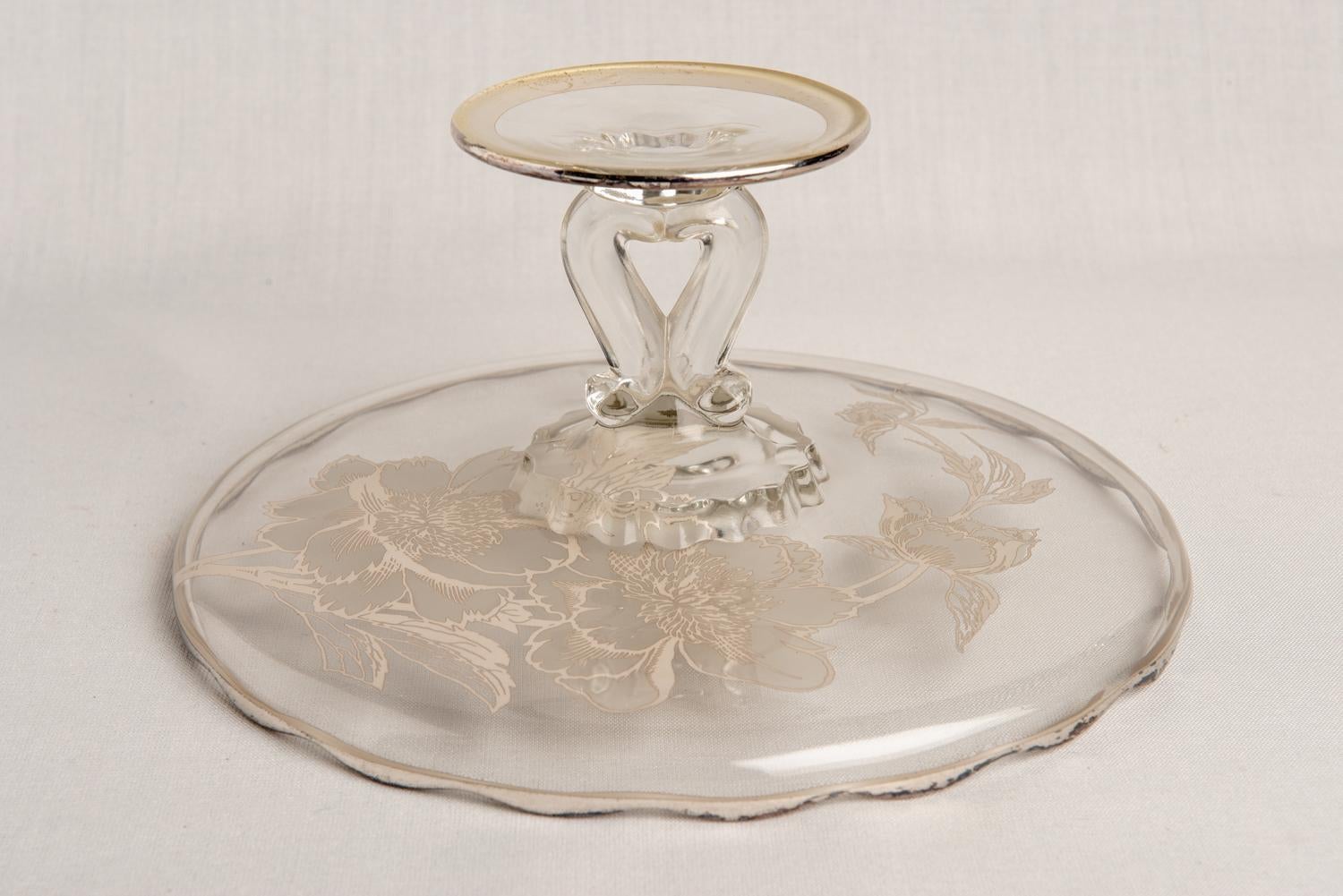 20th Century Pedestal Overlay Glass Patisserie Stand For Sale