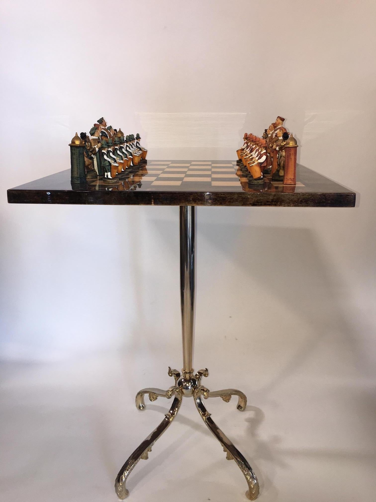 Art Deco Pedestal Parchment Game Table by Aldo Tura 