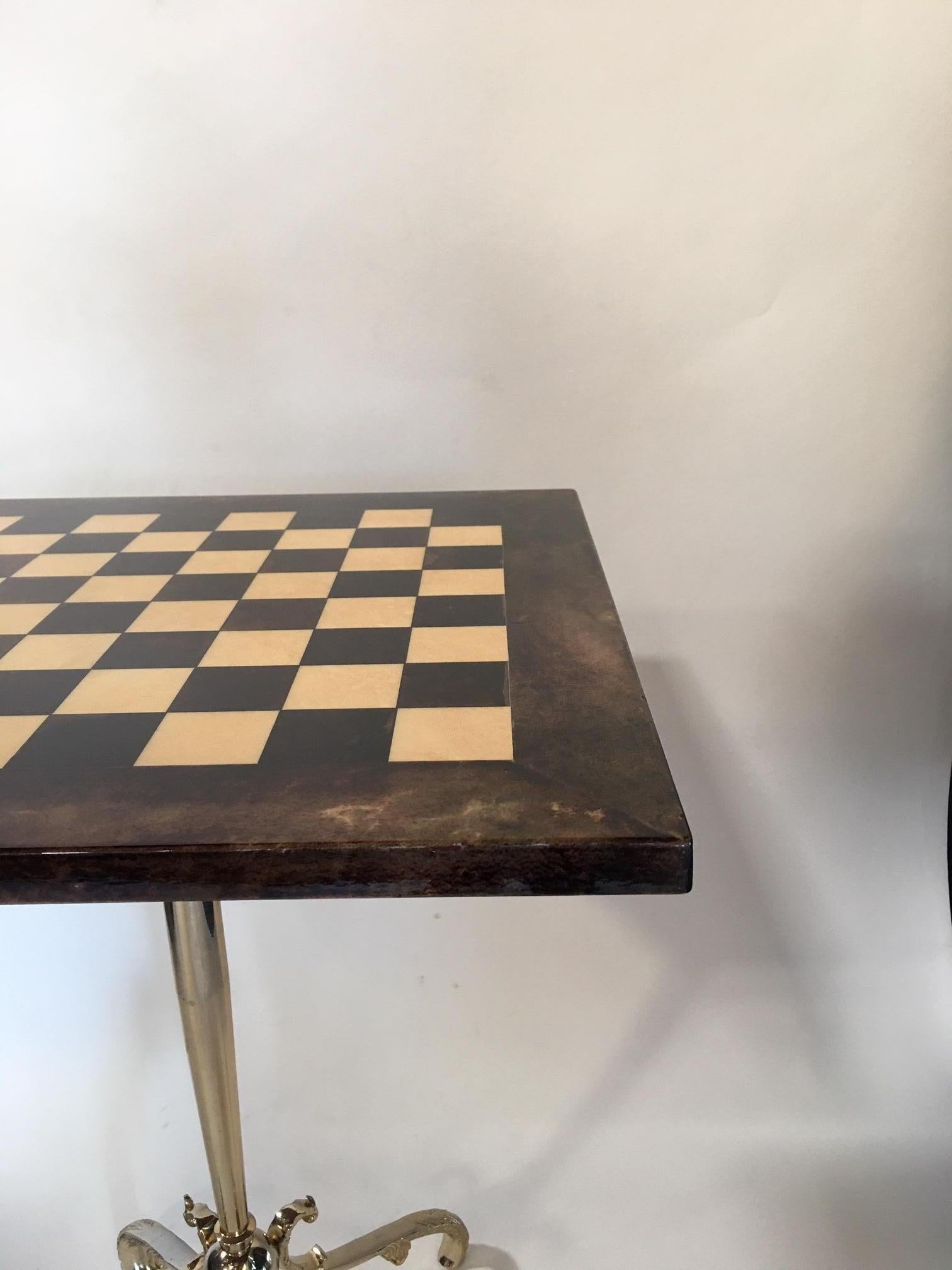 Pedestal Parchment Game Table by Aldo Tura  In Good Condition In Los Angeles, CA