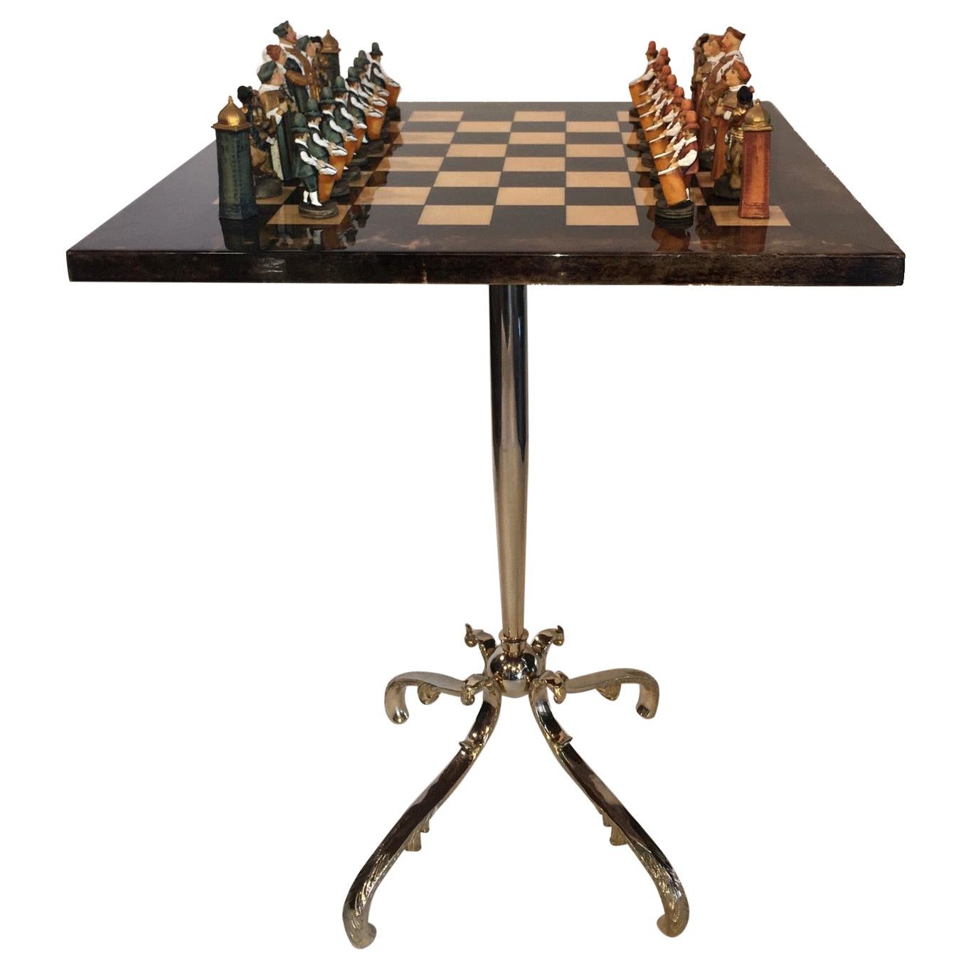 Pedestal Parchment Game Table by Aldo Tura 