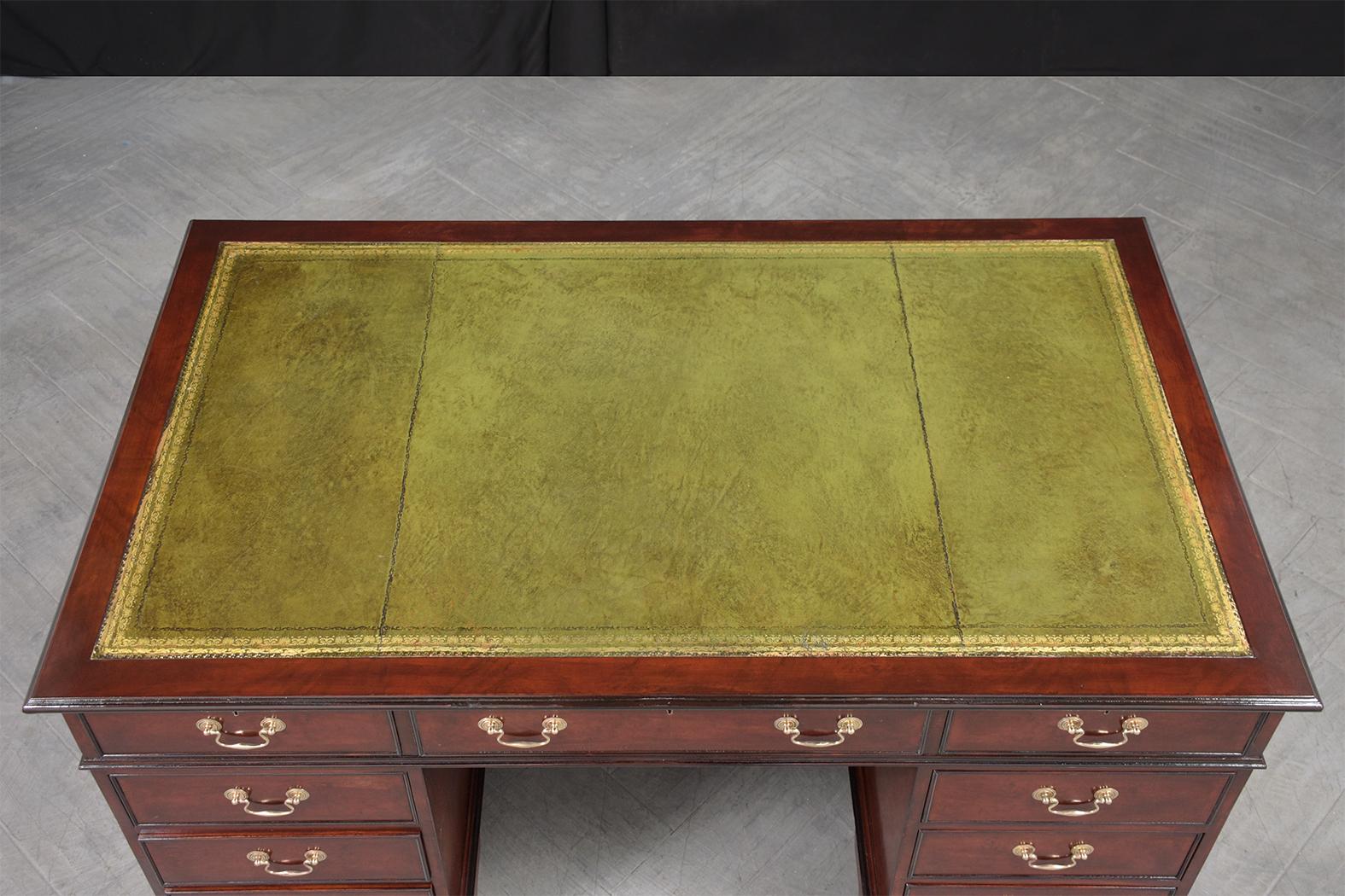 American 1950s George III Vintage Partner Desk: A Majestic Fusion of Elegance & Function