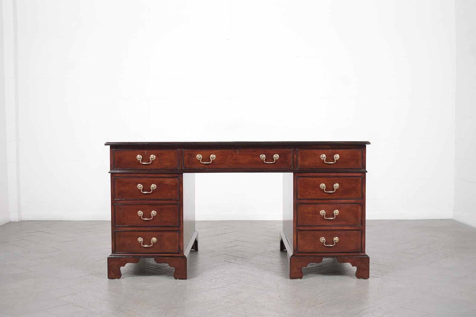 Lacquered 1950s George III Vintage Partner Desk: A Majestic Fusion of Elegance & Function