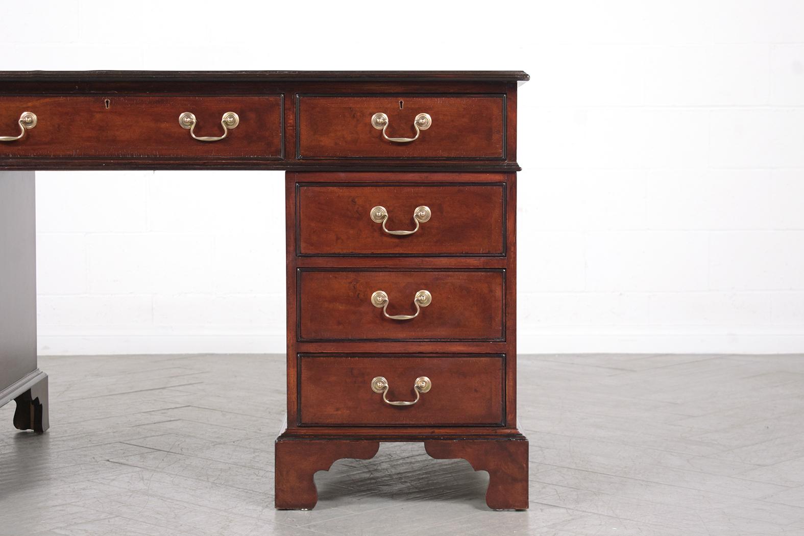 1950s George III Vintage Partner Desk: A Majestic Fusion of Elegance & Function In Good Condition In Los Angeles, CA