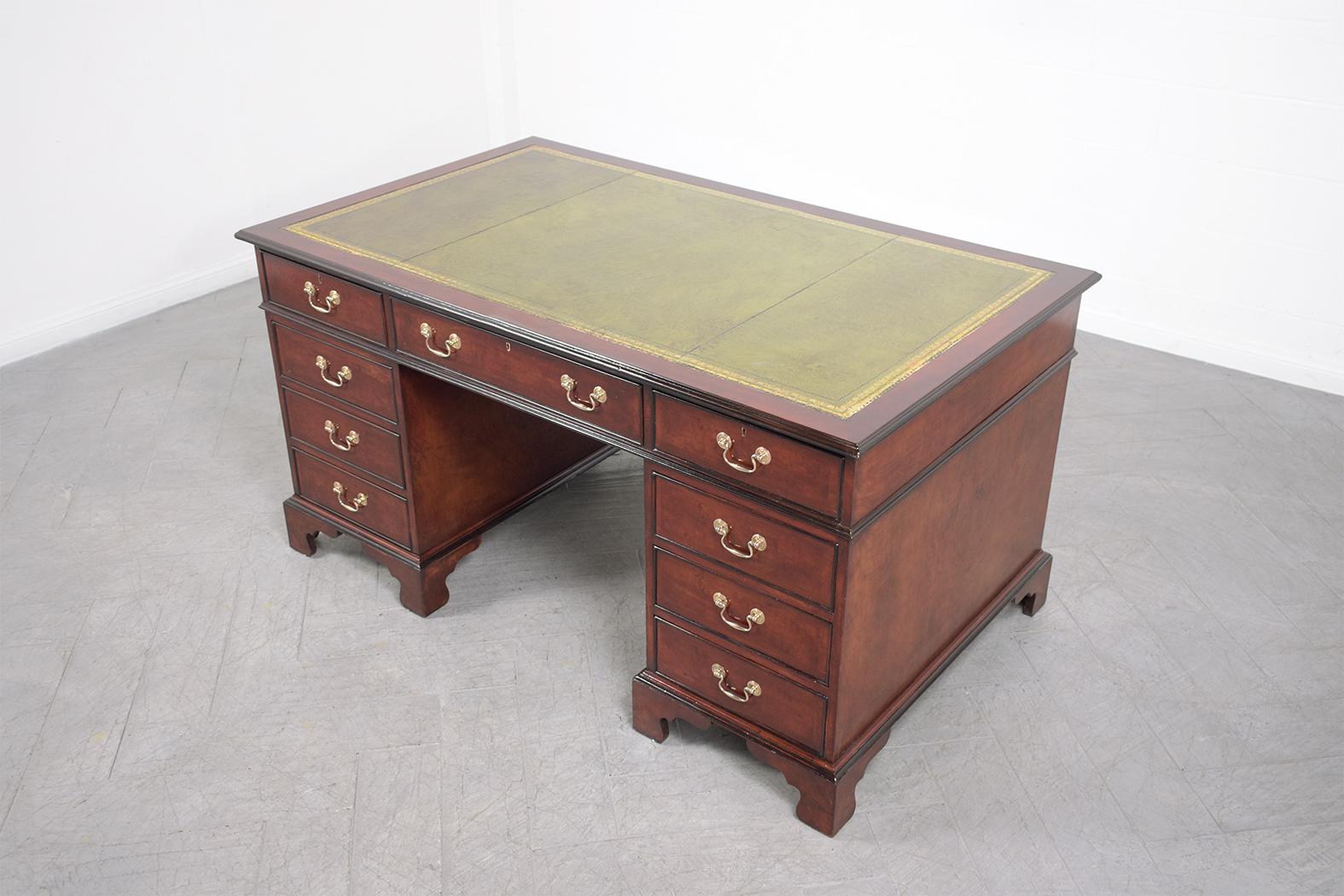 Mid-20th Century 1950s George III Vintage Partner Desk: A Majestic Fusion of Elegance & Function