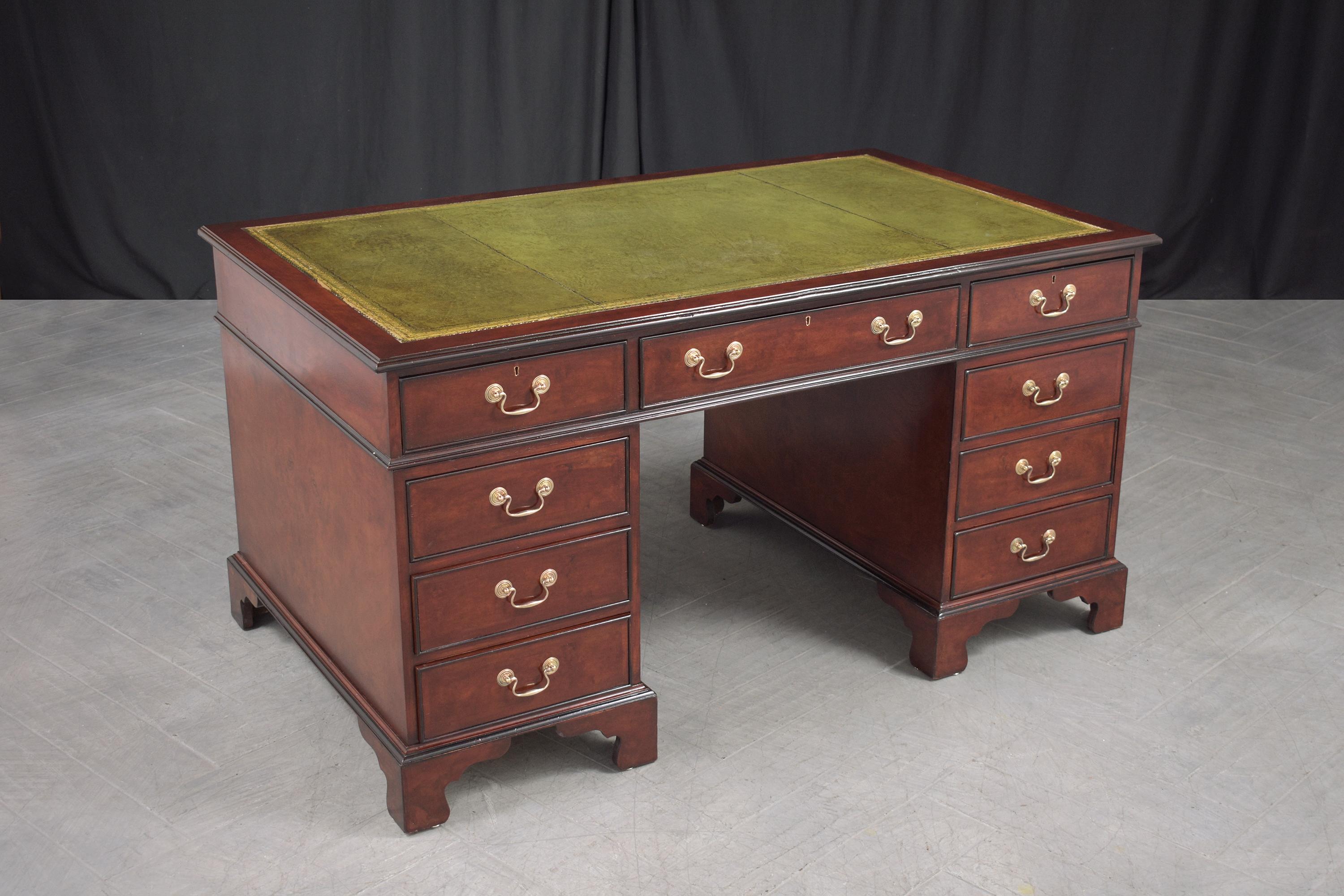 Giltwood 1950s George III Vintage Partner Desk: A Majestic Fusion of Elegance & Function