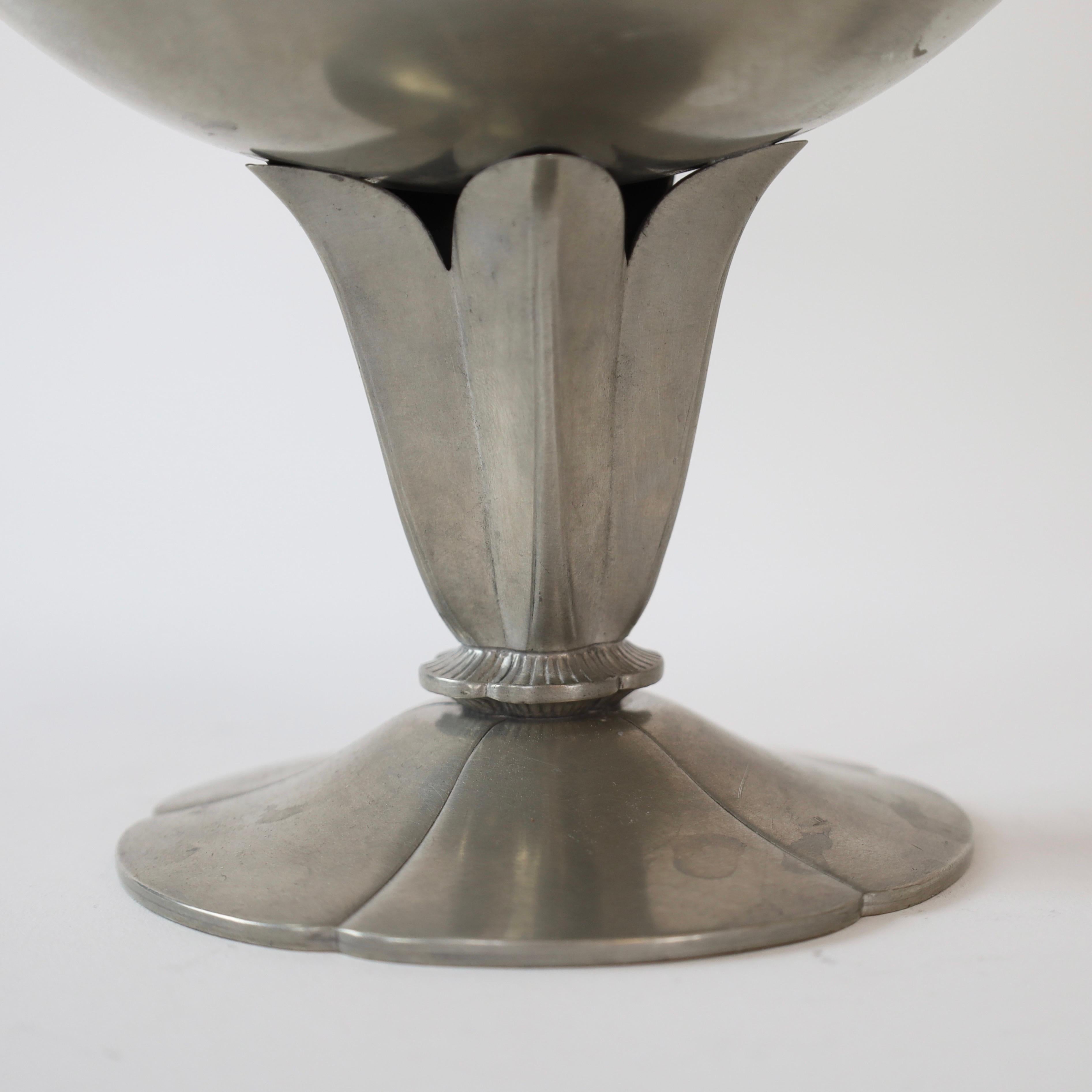 Pedestal Pewter Bowl by Just Andersen, 1930s, Denmark 4