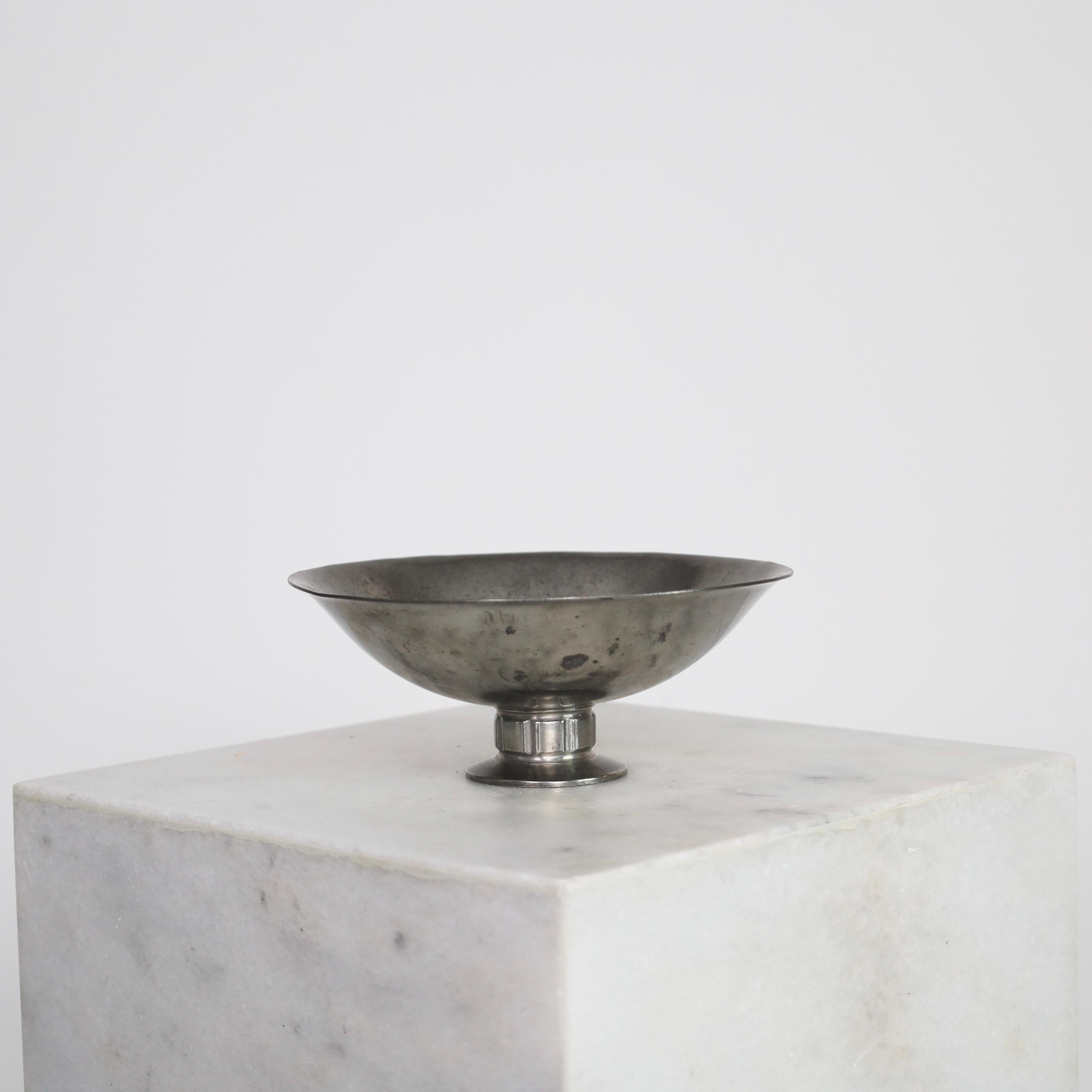 Pedestal Pewter Bowl by Just Andersen, 1920s, Denmark For Sale 5