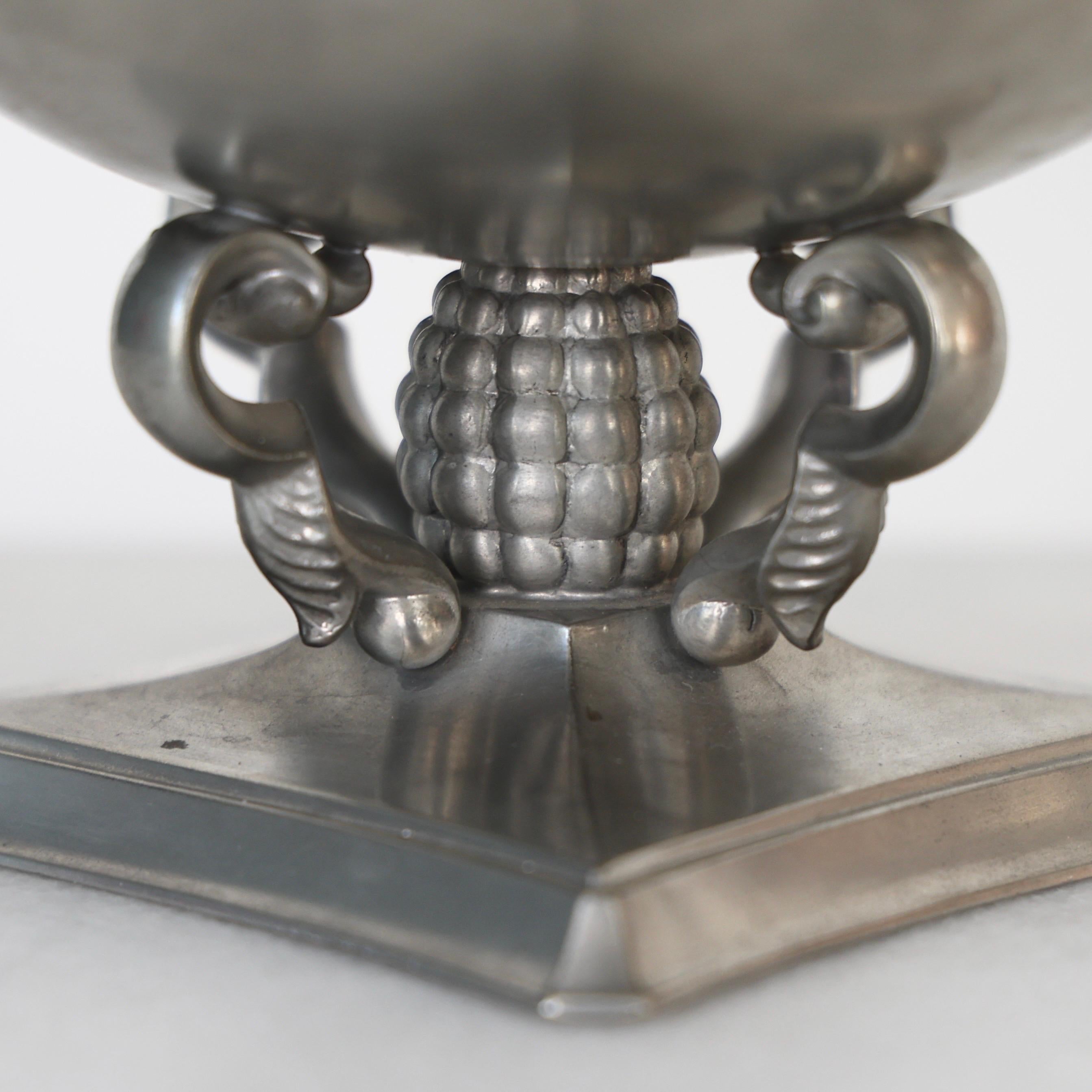 Pedestal Pewter Bowl by Just Andersen, 1920s, Denmark For Sale 4