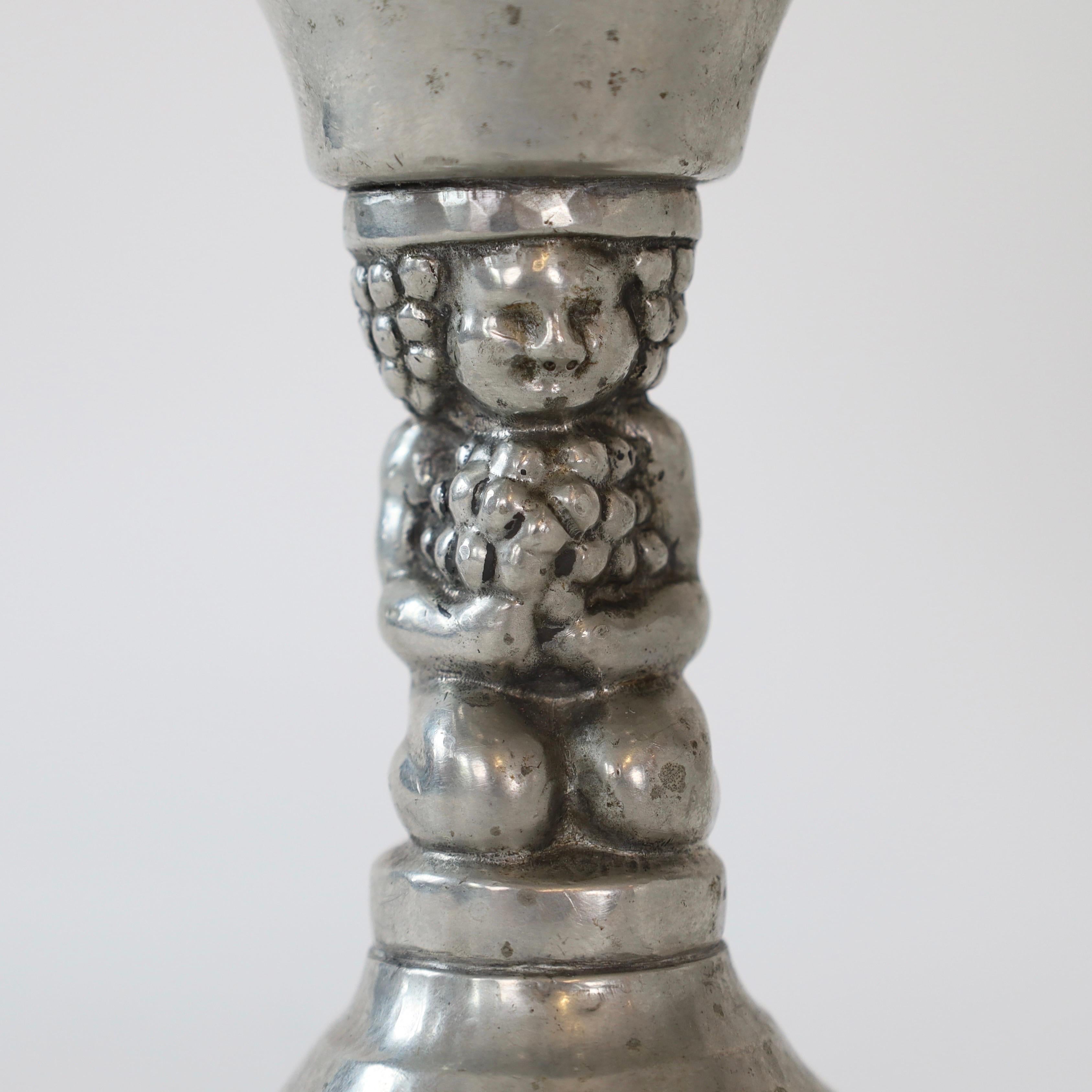 Pewterschale mit Sockel von Just Andersen, 1920er Jahre, Dänemark im Angebot 3