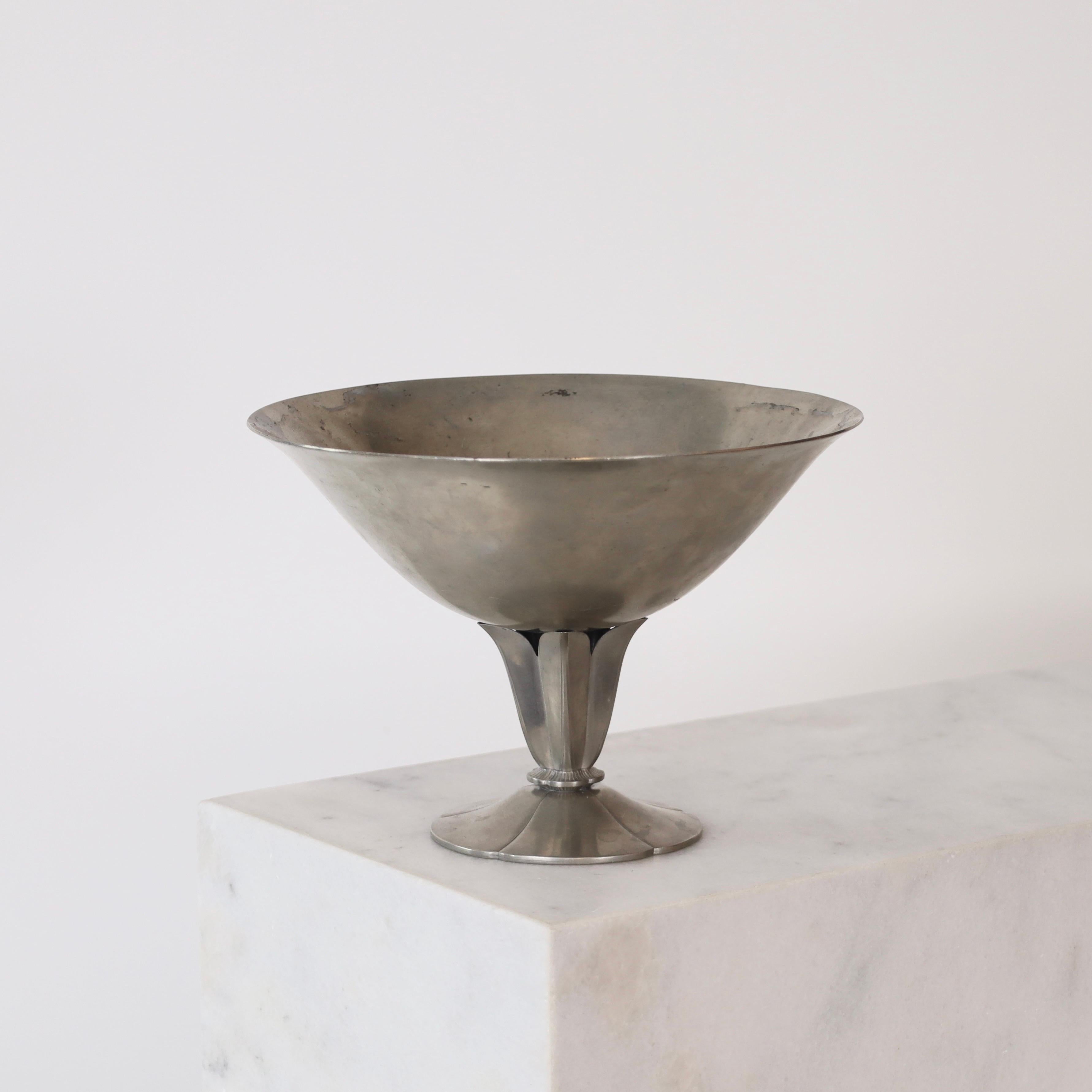 Pedestal Pewter Bowl by Just Andersen, 1930s, Denmark 6