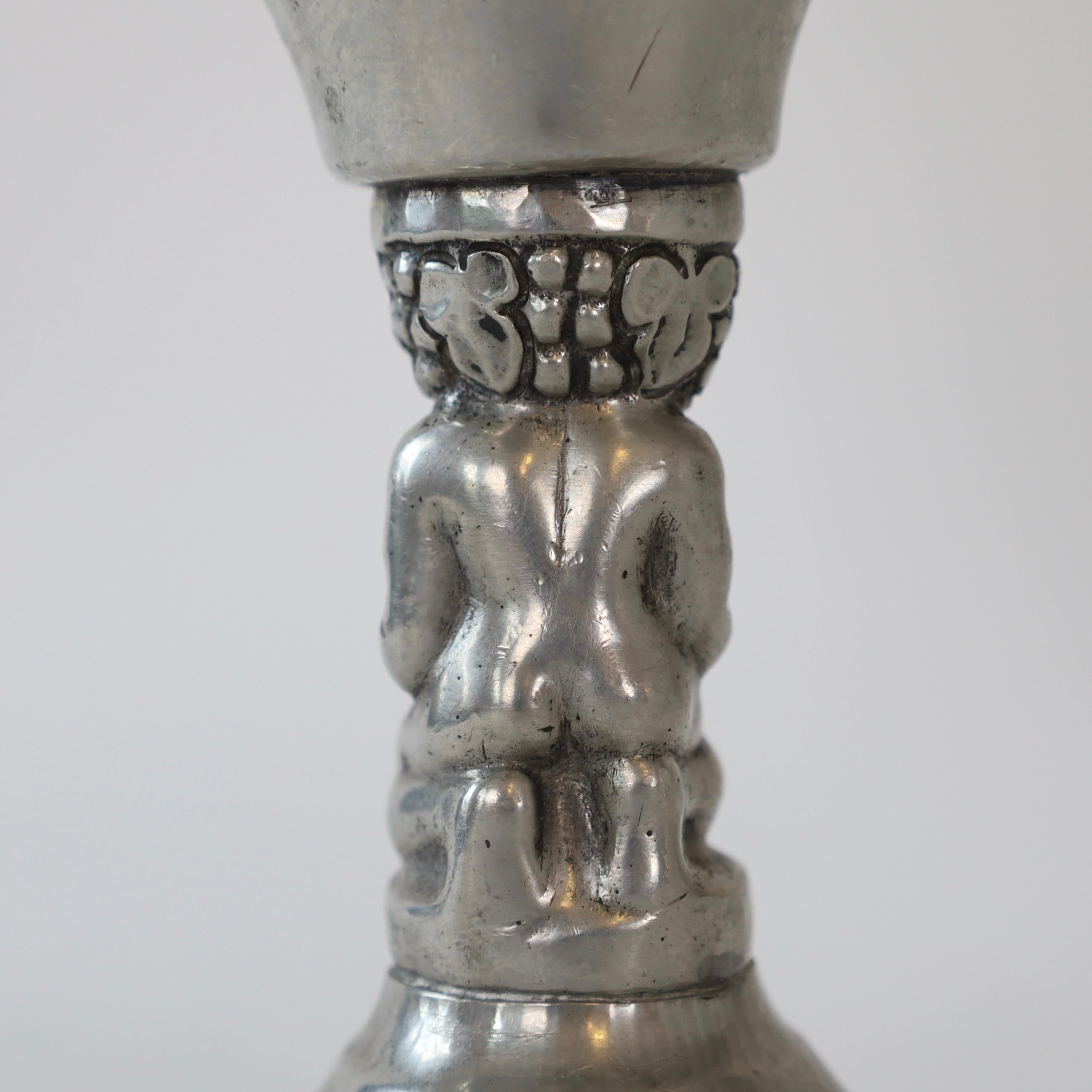 Pewterschale mit Sockel von Just Andersen, 1920er Jahre, Dänemark im Angebot 4