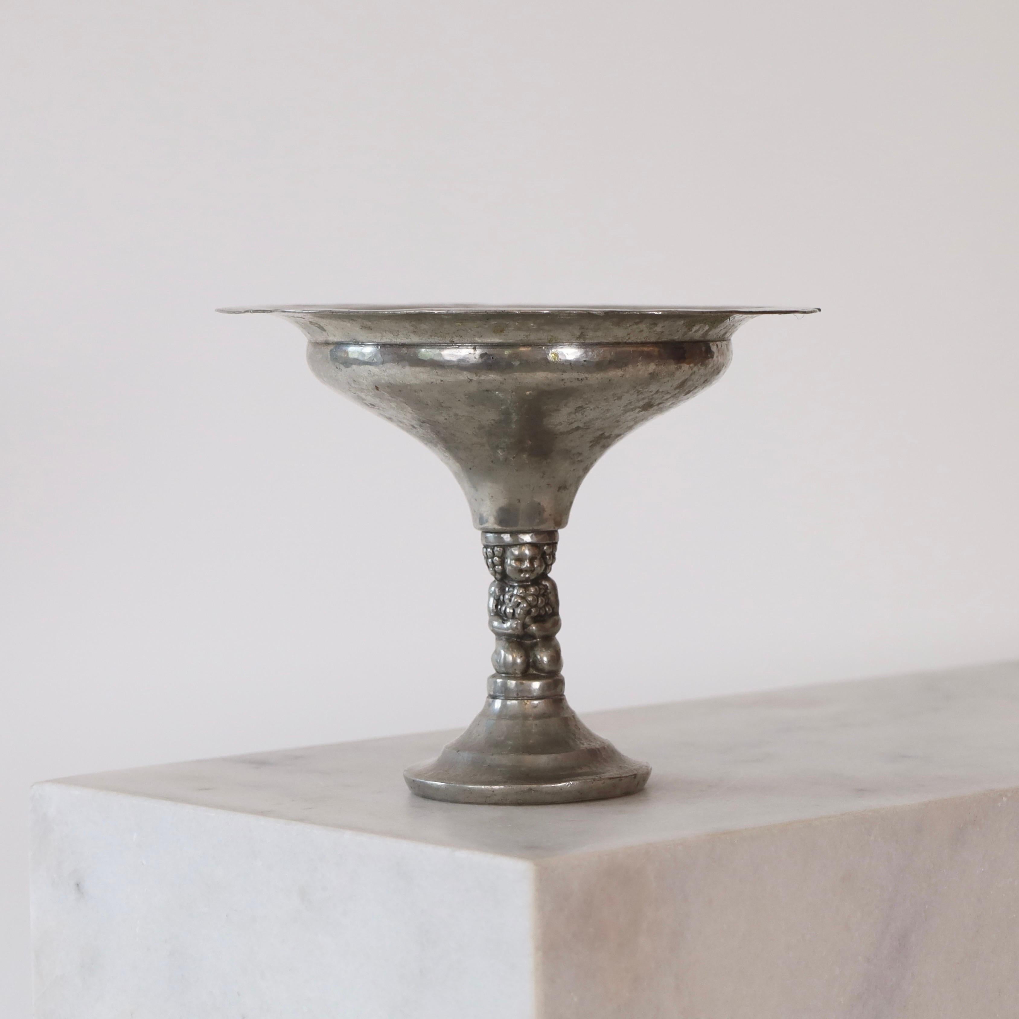 Pewterschale mit Sockel von Just Andersen, 1920er Jahre, Dänemark im Angebot 6